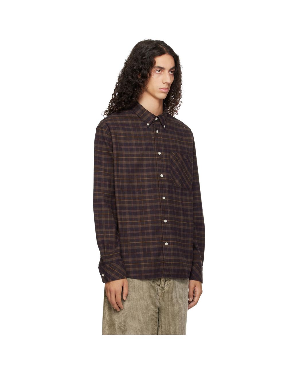 Barbour Brown Mineral Tartan Long-Sleeved Shirt for men