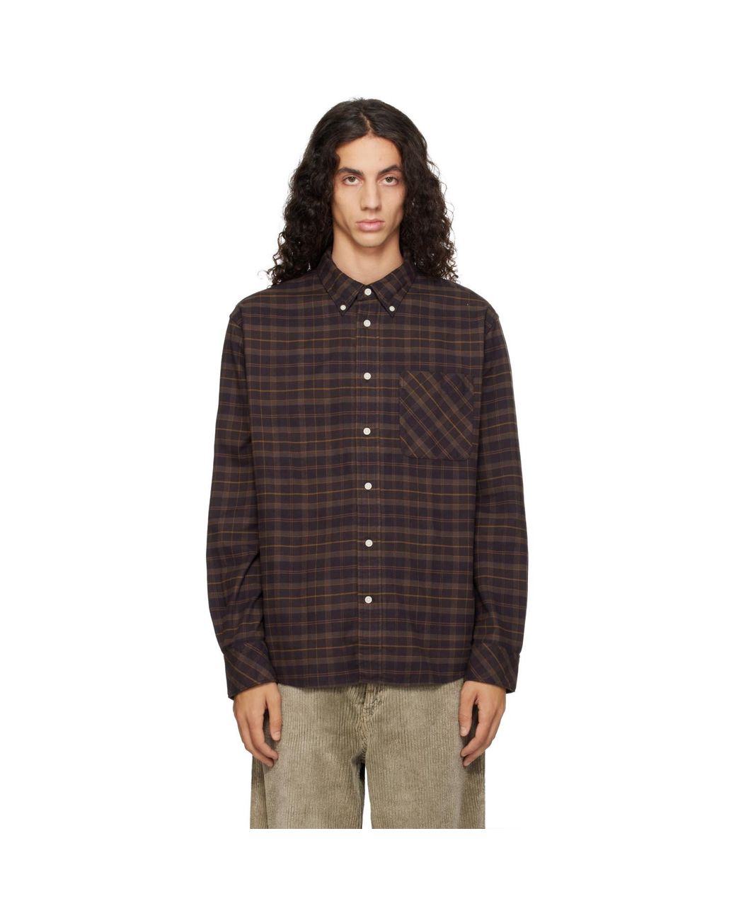Barbour Brown Mineral Tartan Long-Sleeved Shirt for men
