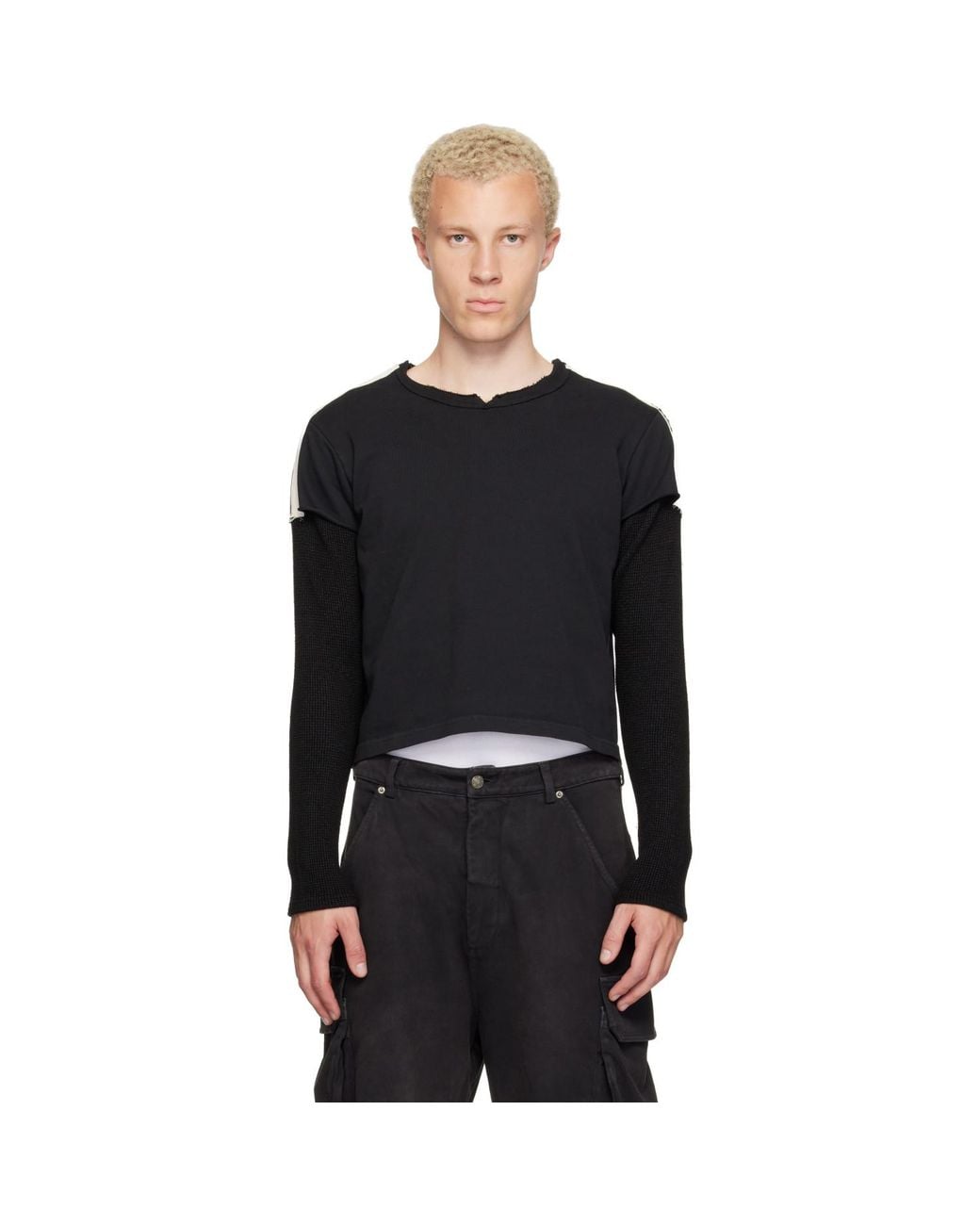 424 Black Thermal Capped Sleeve T-Shirt for men