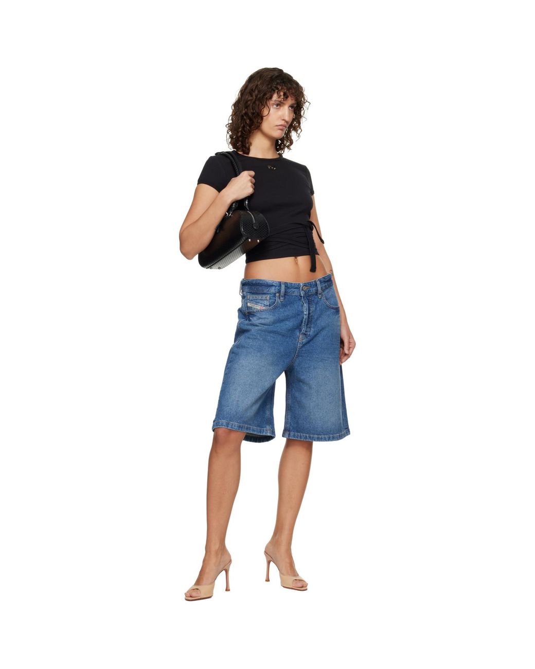 DIESEL Black Wrap-Around Ribbed T-Shirt