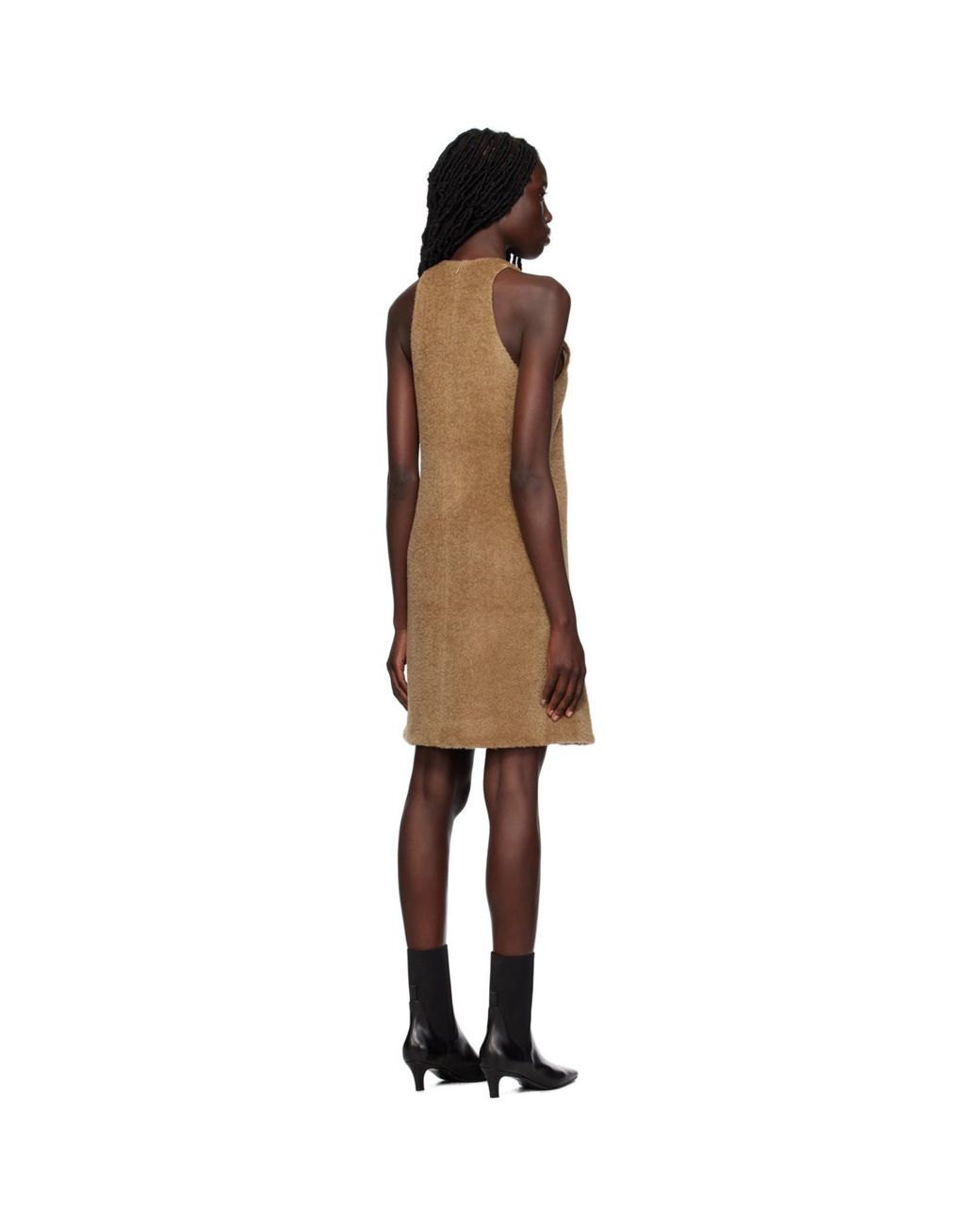 Totême  Black Toteme Tan Scoop Neck Midi Dress
