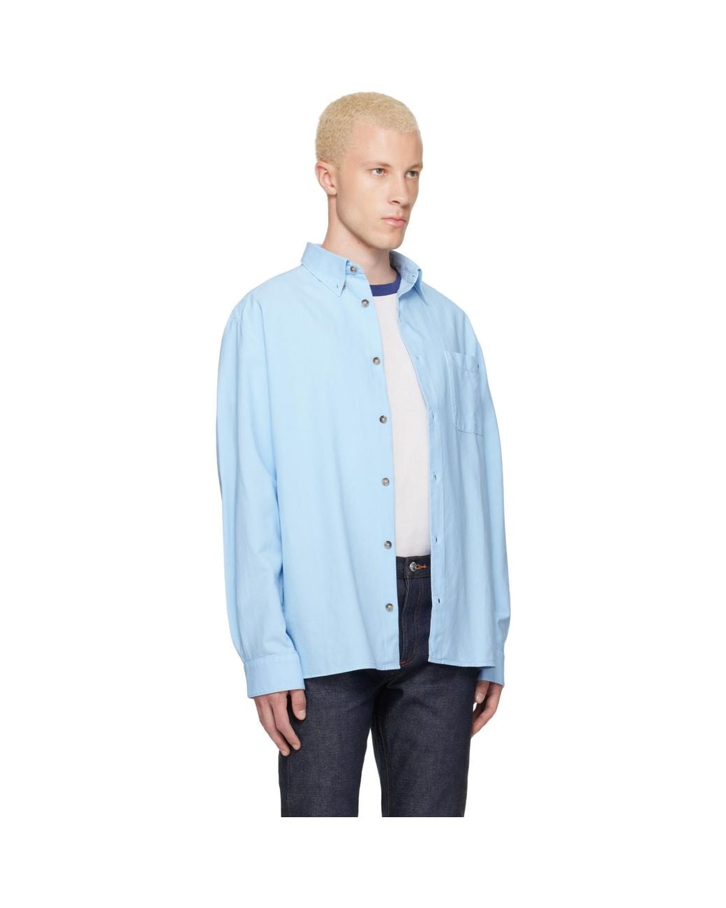 A.P.C. Blue Mateo Logo Shirt for men