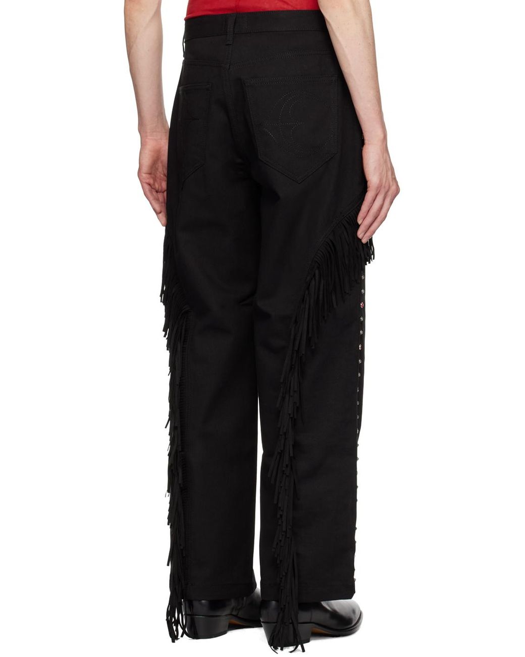 THUG CLUB Castle Cowboy Fringed Trousers | Black | FARFETCH RO