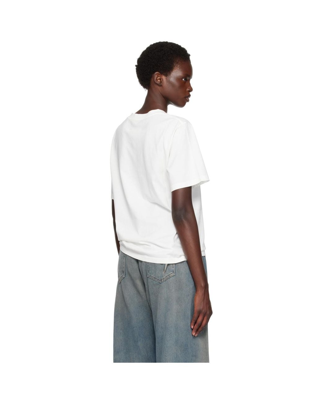 MM6 by Maison Margiela White Off- Overdyed Handwritten-Print T-Shirt