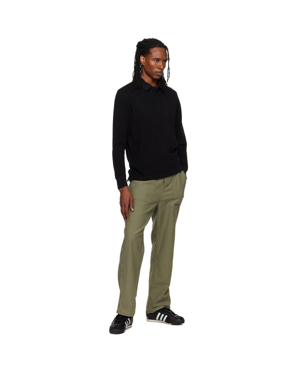 Merz B. Schwanen Green Khaki Sendo01Sc Weave Canvas Fatigue Trousers for men