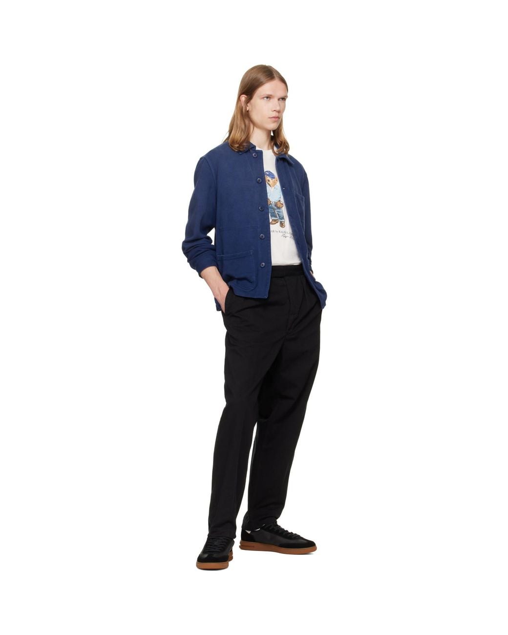 Polo Ralph Lauren Blue Moleskin Utility Overshirt for men