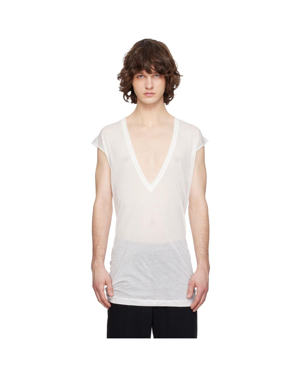 Rick Owens White Off- Temple Dylan T-Shirt for men