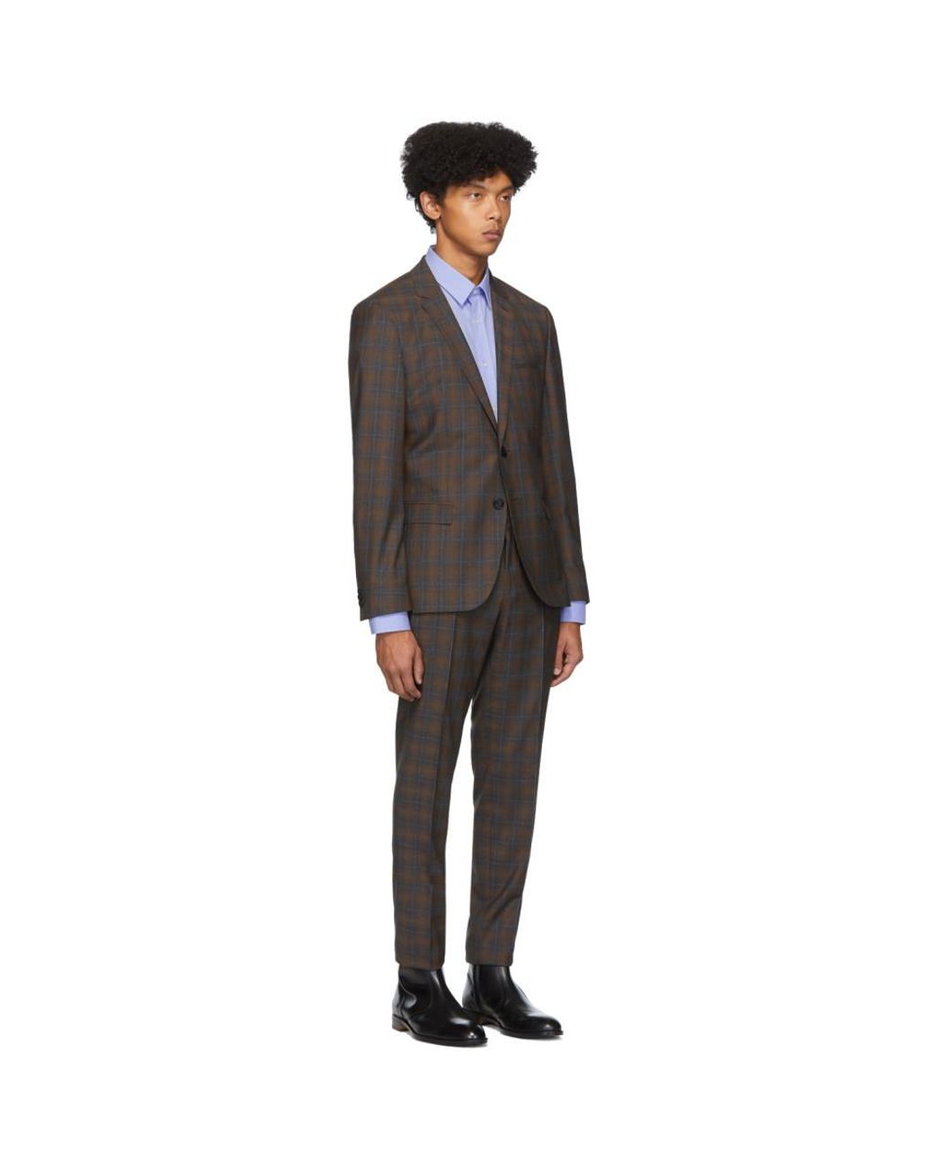 HUGO Beige Arti/hesten 193 Check Suit for Men | Lyst Canada