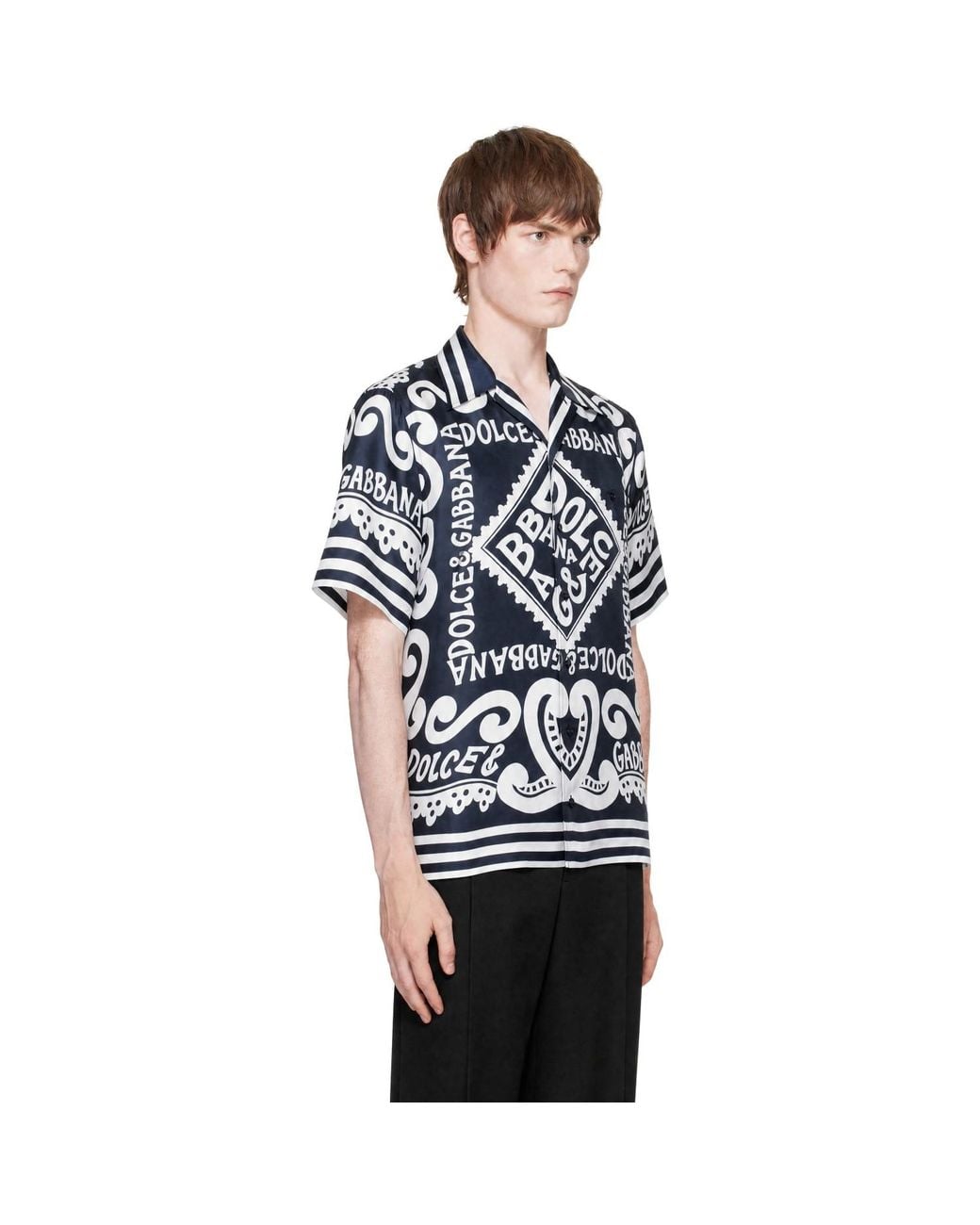 Dolce & Gabbana Blue Marina Print Shirt for men