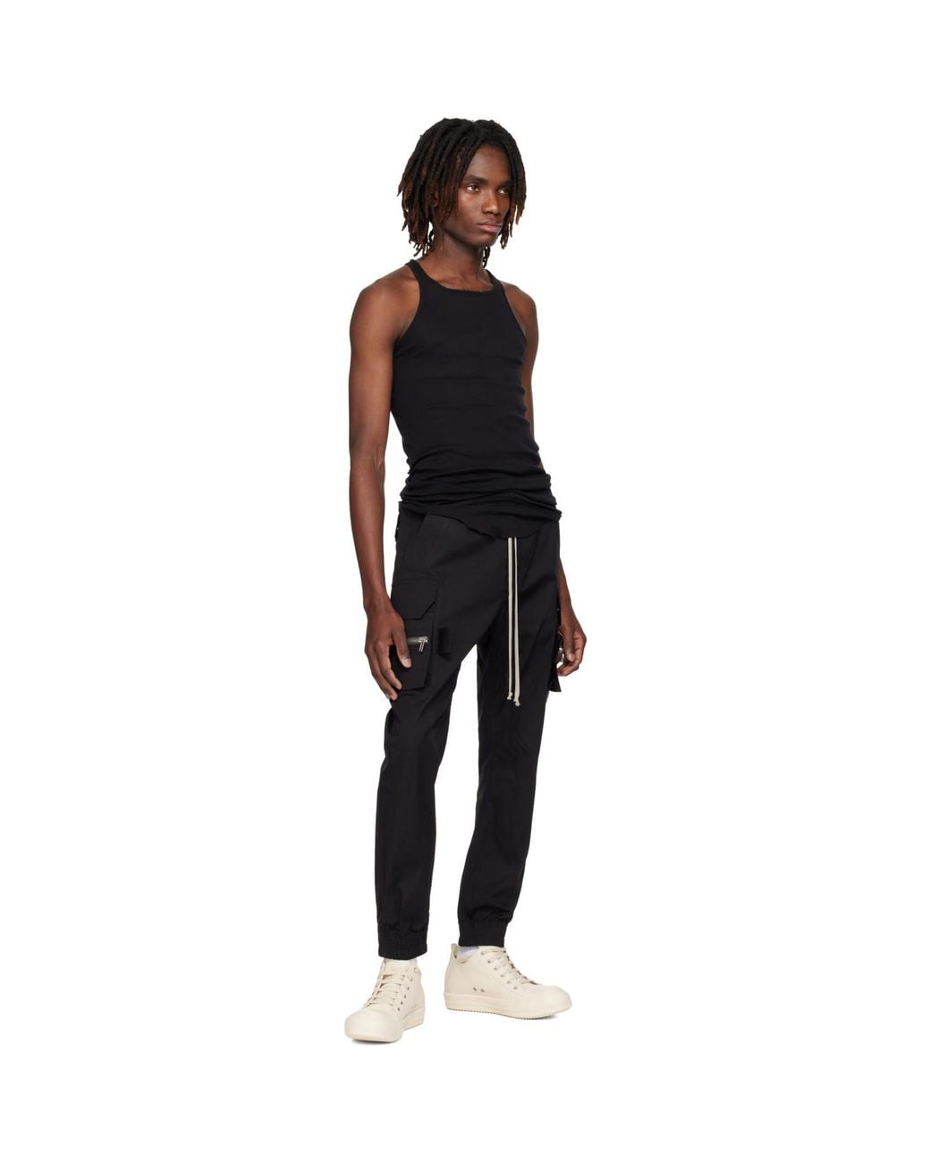 Rick Owens Black Temple Basic Rib Tank Top for men