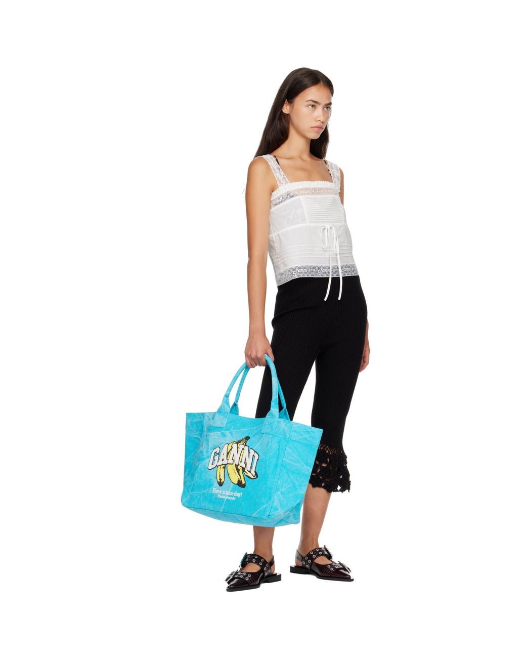 Ganni Blue Xxl Tote