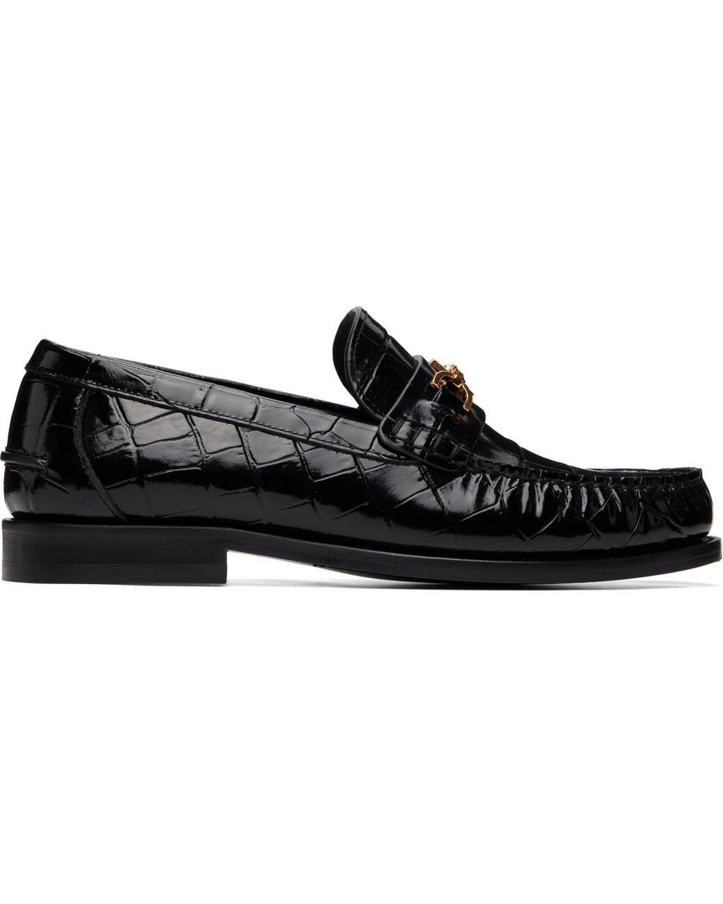 Versace Black Medusa '95 Croc-Effect Loafers for men