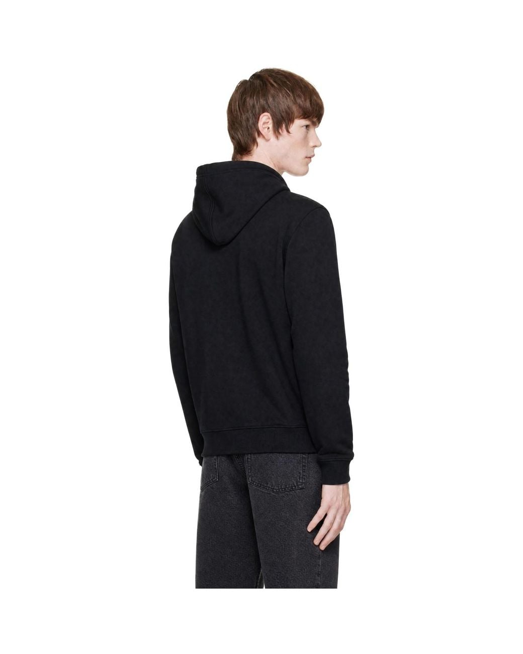 AMI Black Cotton Ami De Coeur Zipped Hoodie for men