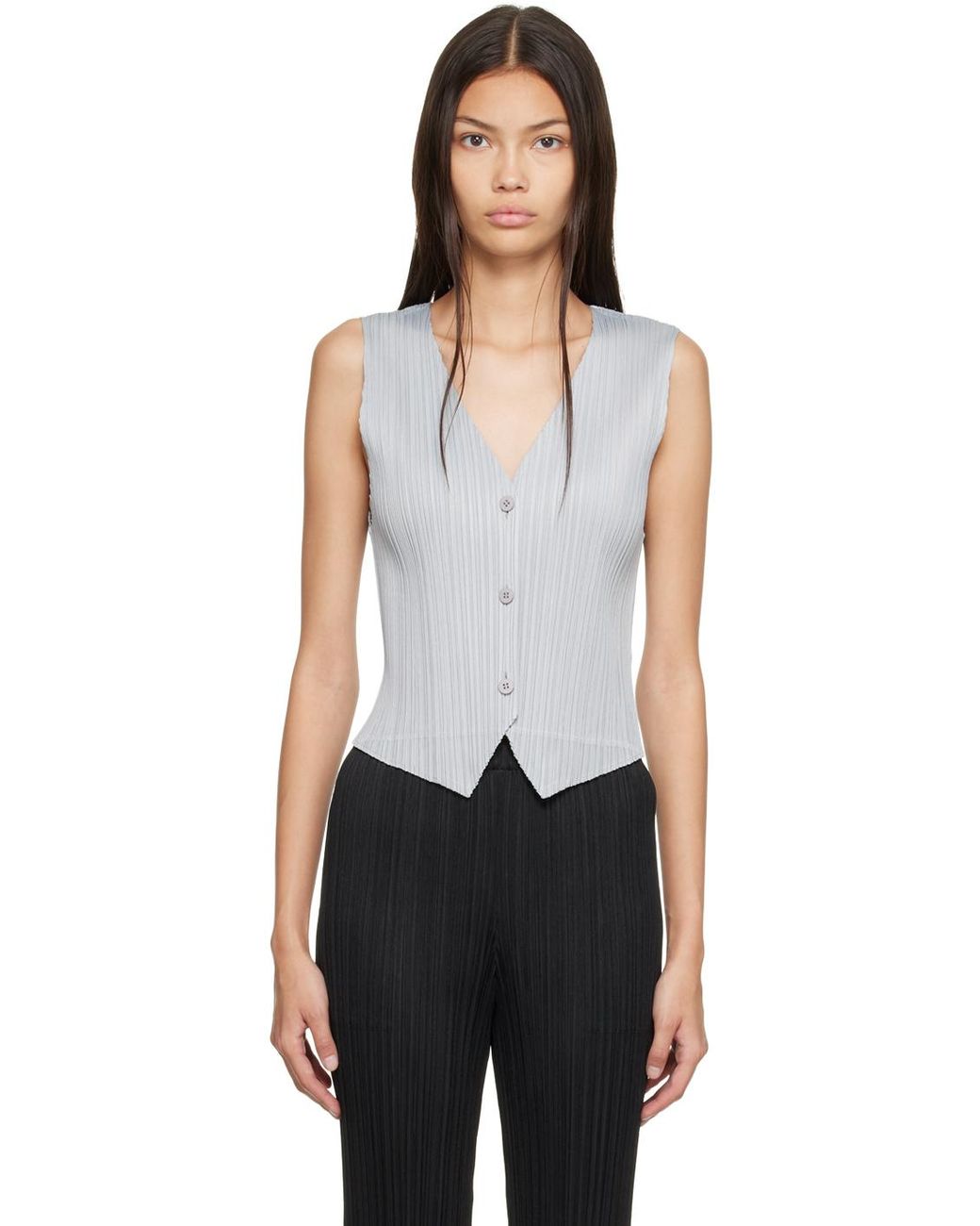 Pleats Please Issey Miyake Gray Forward 1 Vest in Black | Lyst Canada