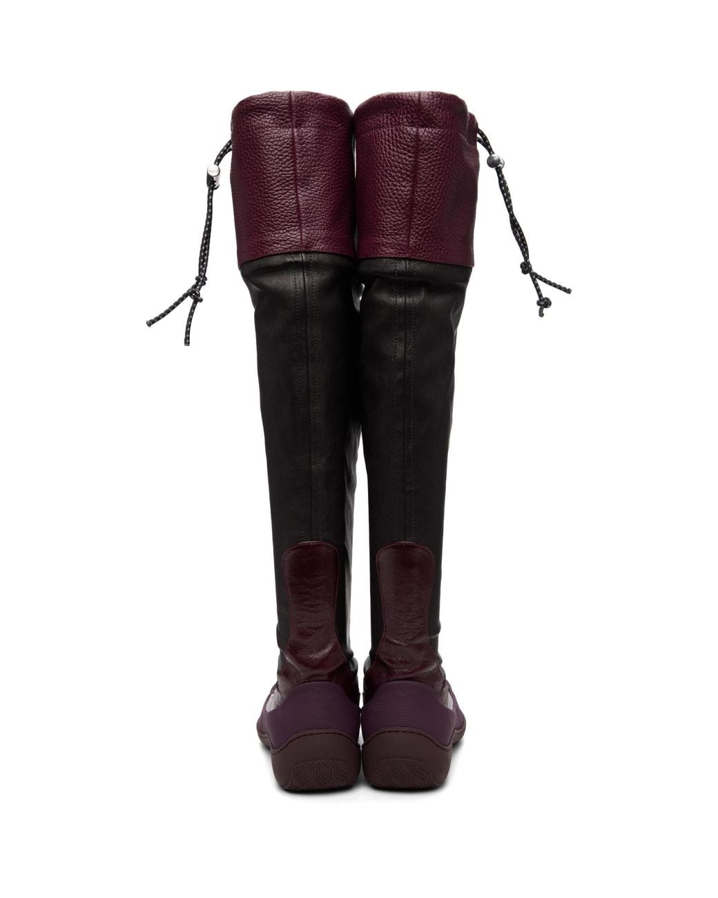 Kiko Kostadinov Black Burgundy Avocet Leather Tall Boots