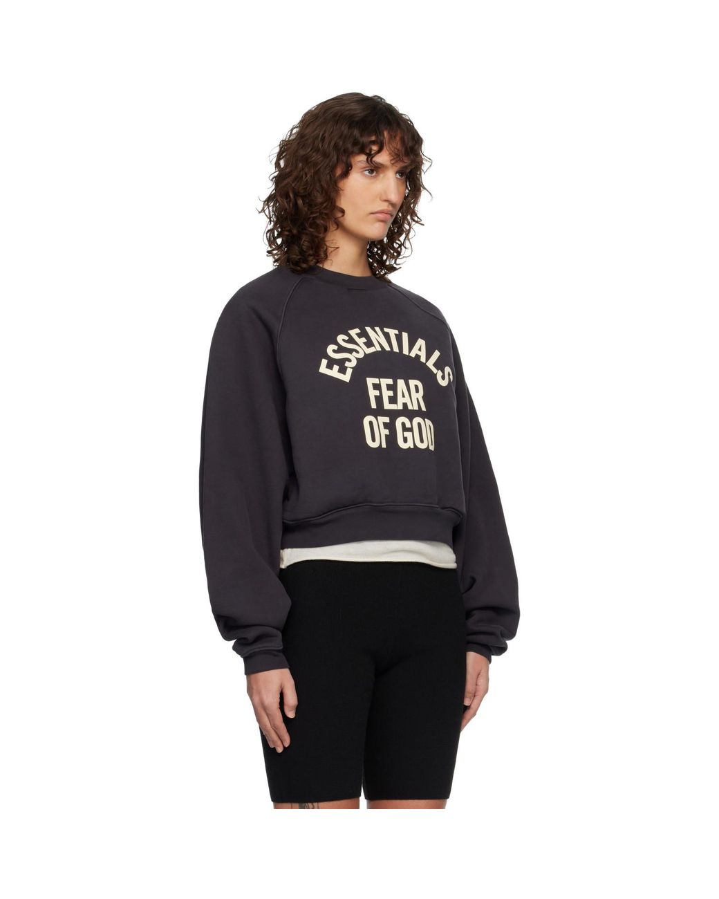 Fear Of God Black Campus 90's Cropped Raglan Sweatshirt