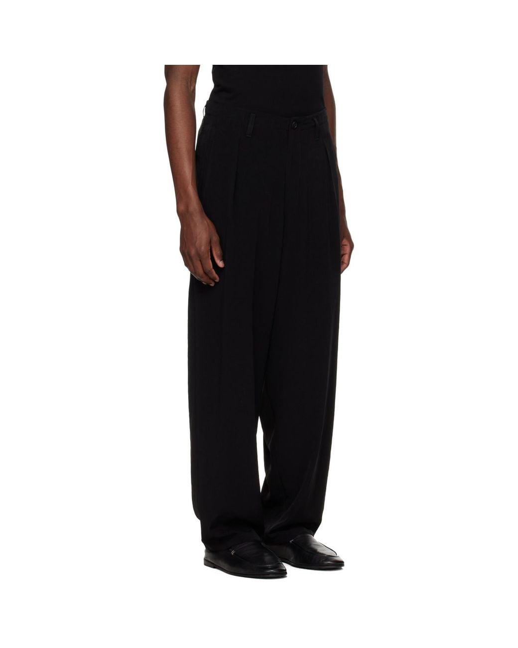 Yohji Yamamoto Black Ta Tuxedo 1 Tuck Trousers for men