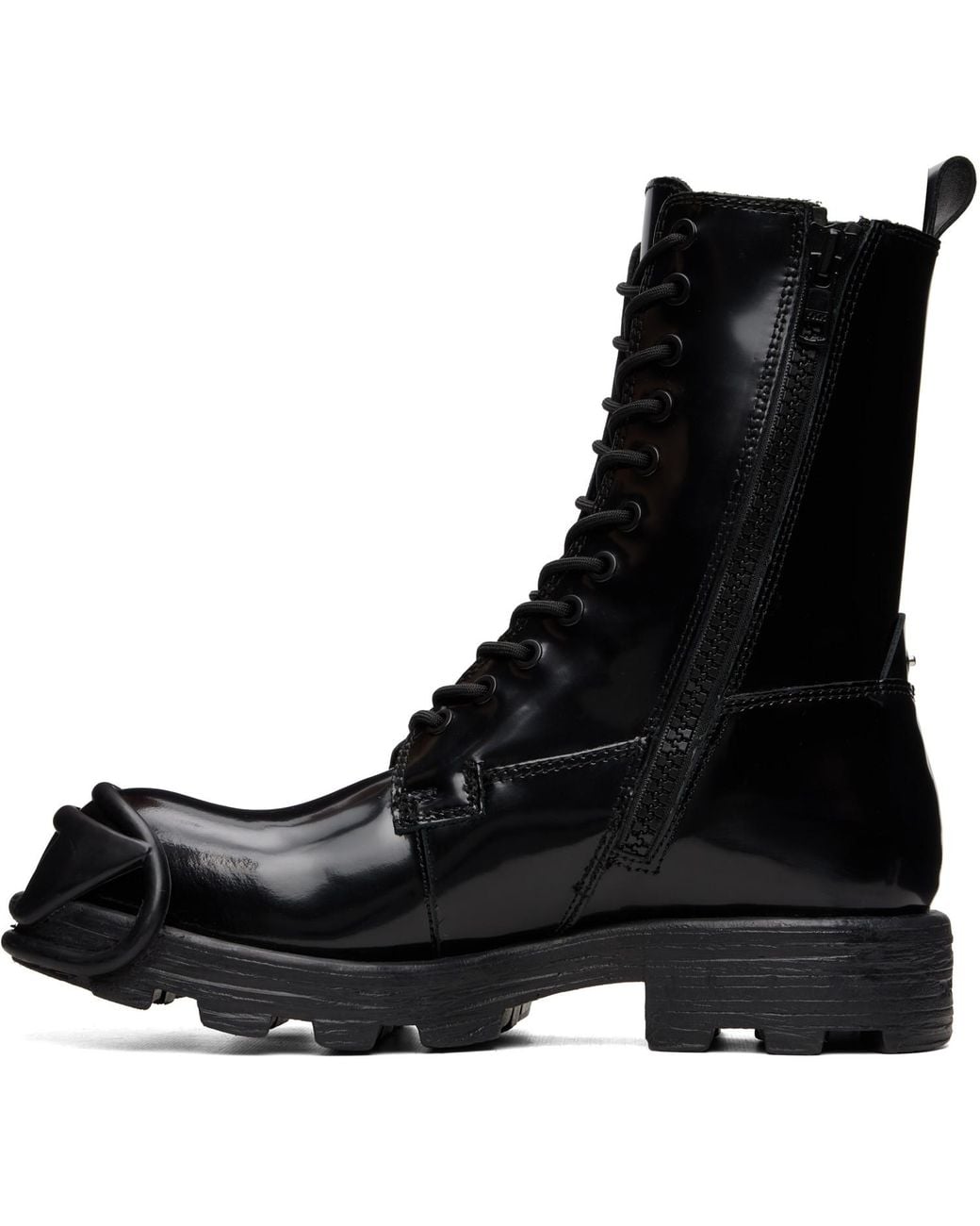 DIESEL Black Oval D Toe Guard D-Hammer-Leather Boots for men