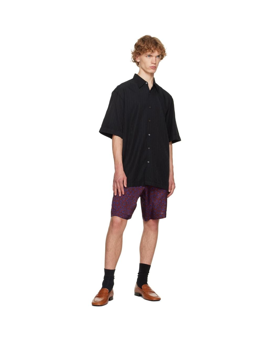 Dries Van Noten Black Floral Shirt for men
