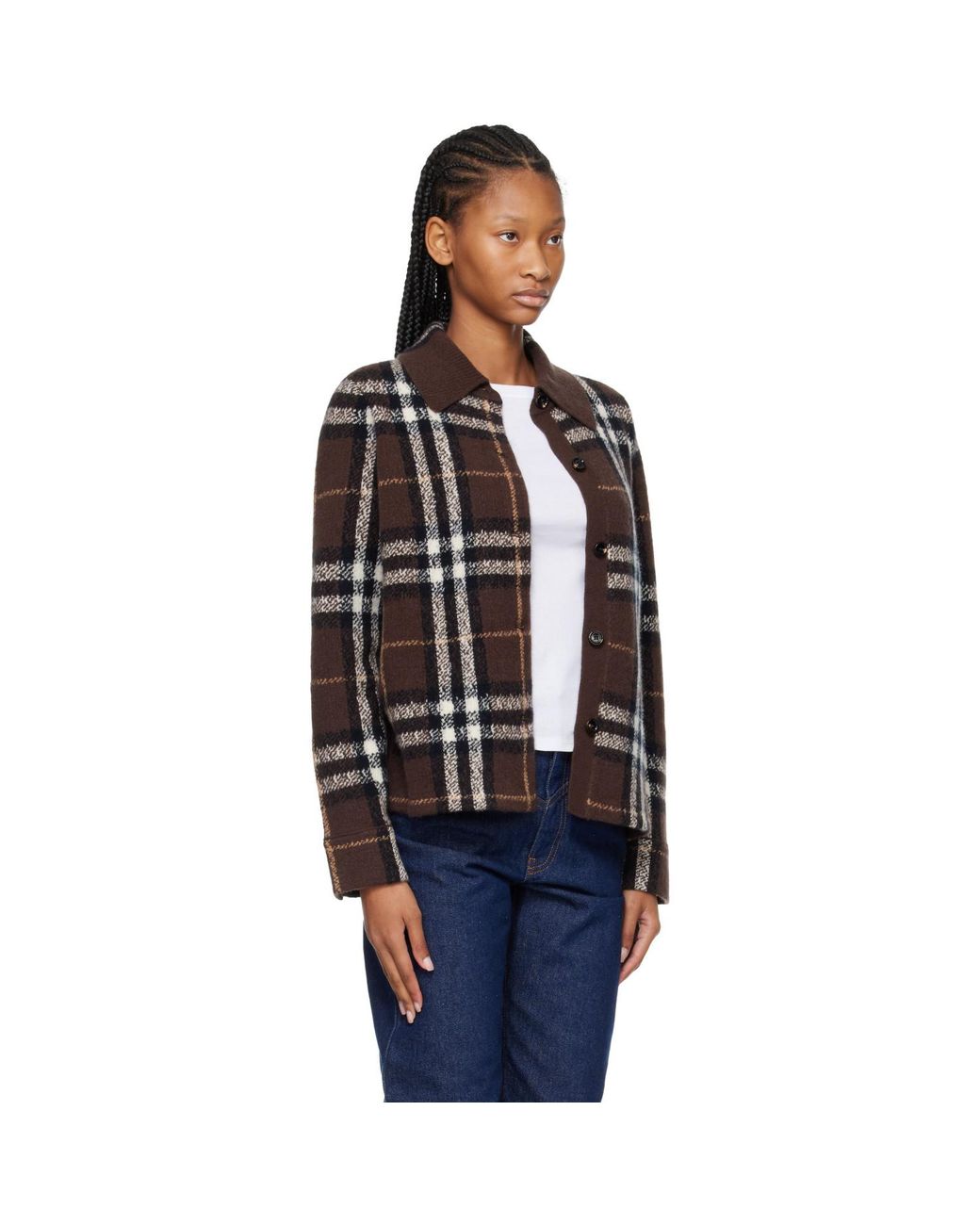 Burberry Black Cashmere Check Cardigan