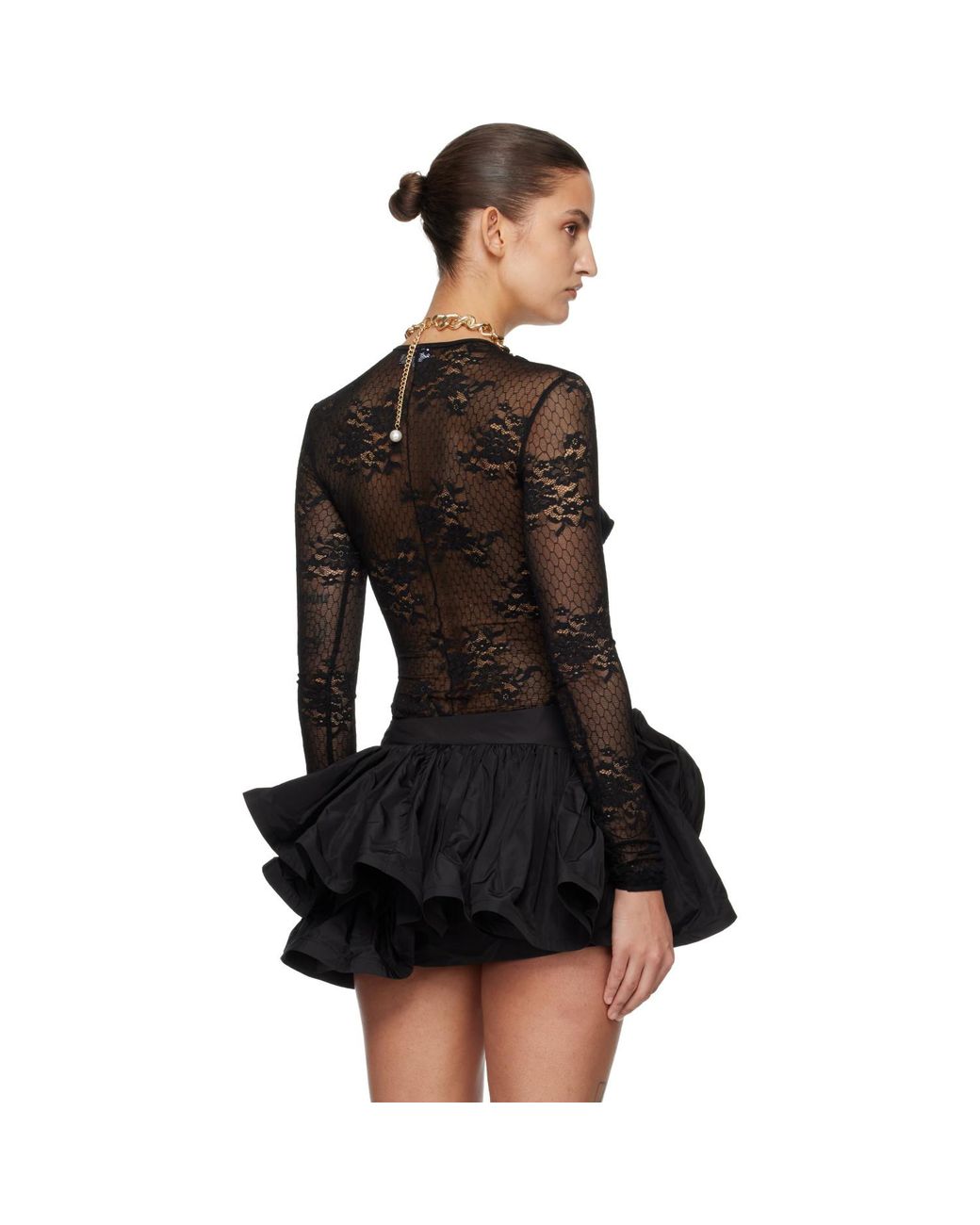 VAQUERA Black Lace Bullet Bra Bodysuit