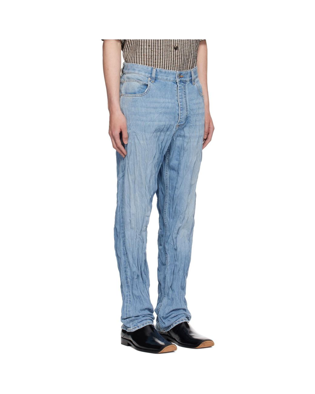 Bottega Veneta Blue Crushed Jeans for men