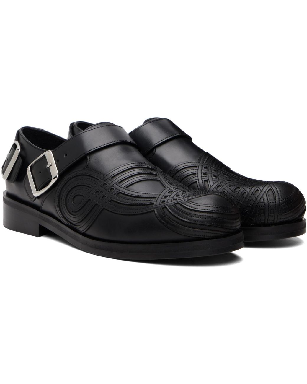 STEFAN COOKE Black Braided Biker Derbys for men