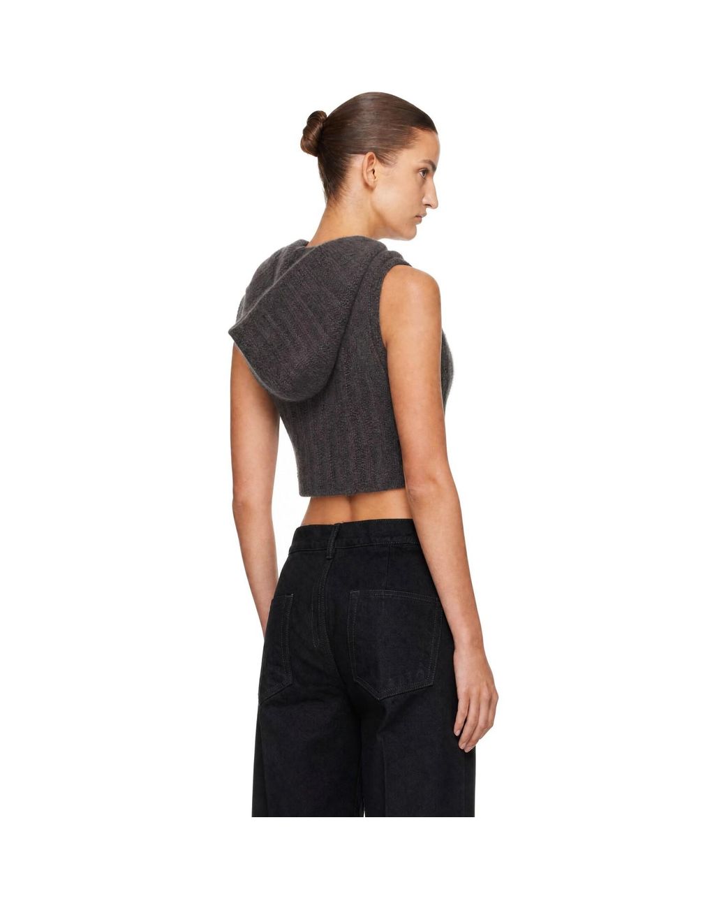 Rick Owens Black Tower Cropped Tank Hoodie