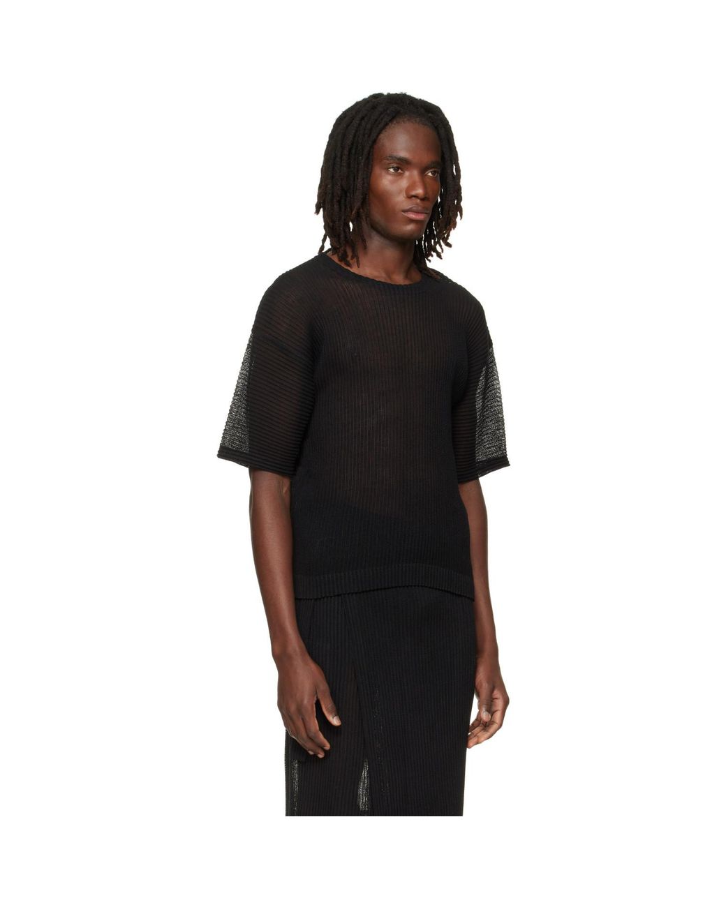 Homme Plissé Issey Miyake Black Rustic Mesh T-Shirt for men