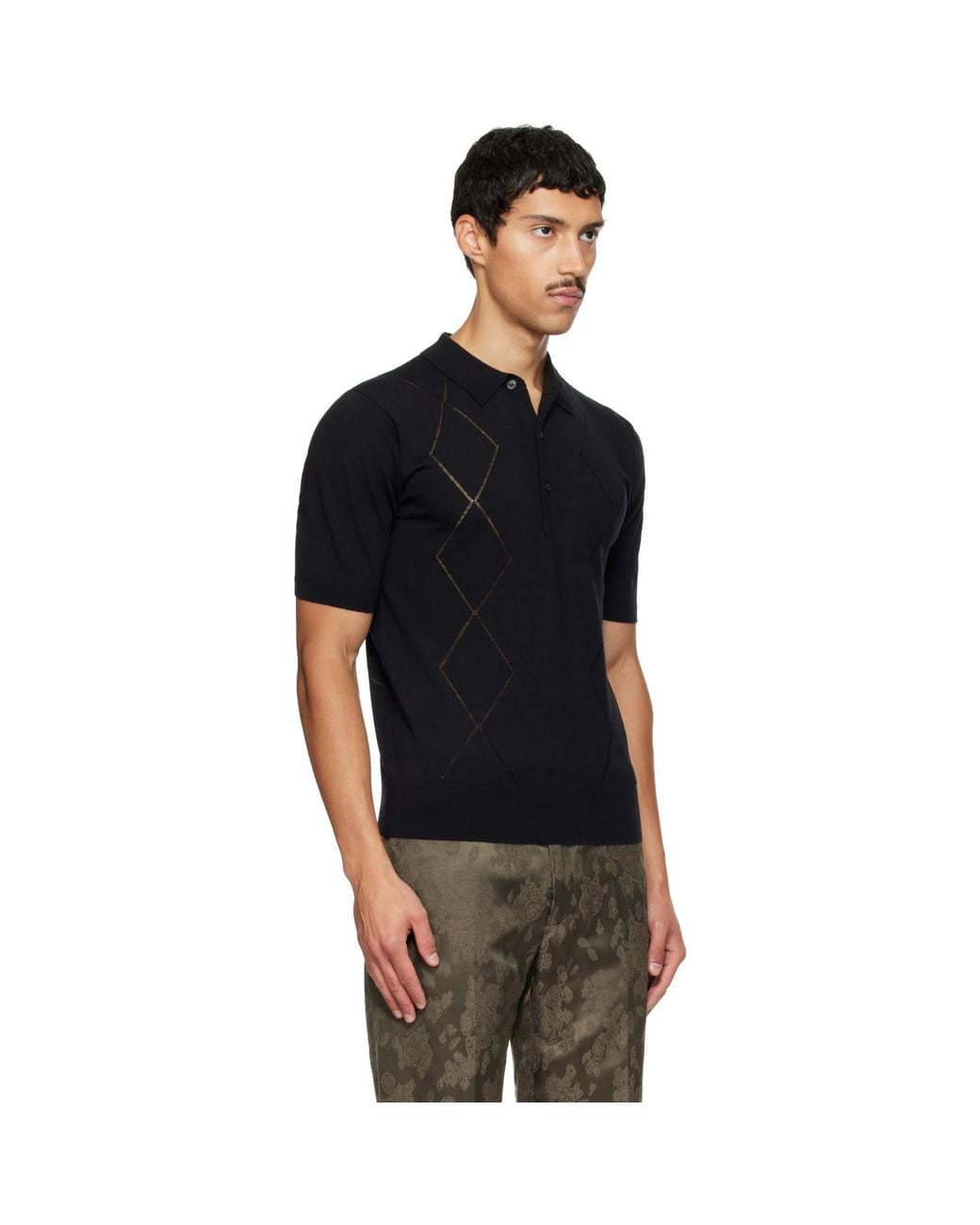 Dries Van Noten Black Wool Polo for men