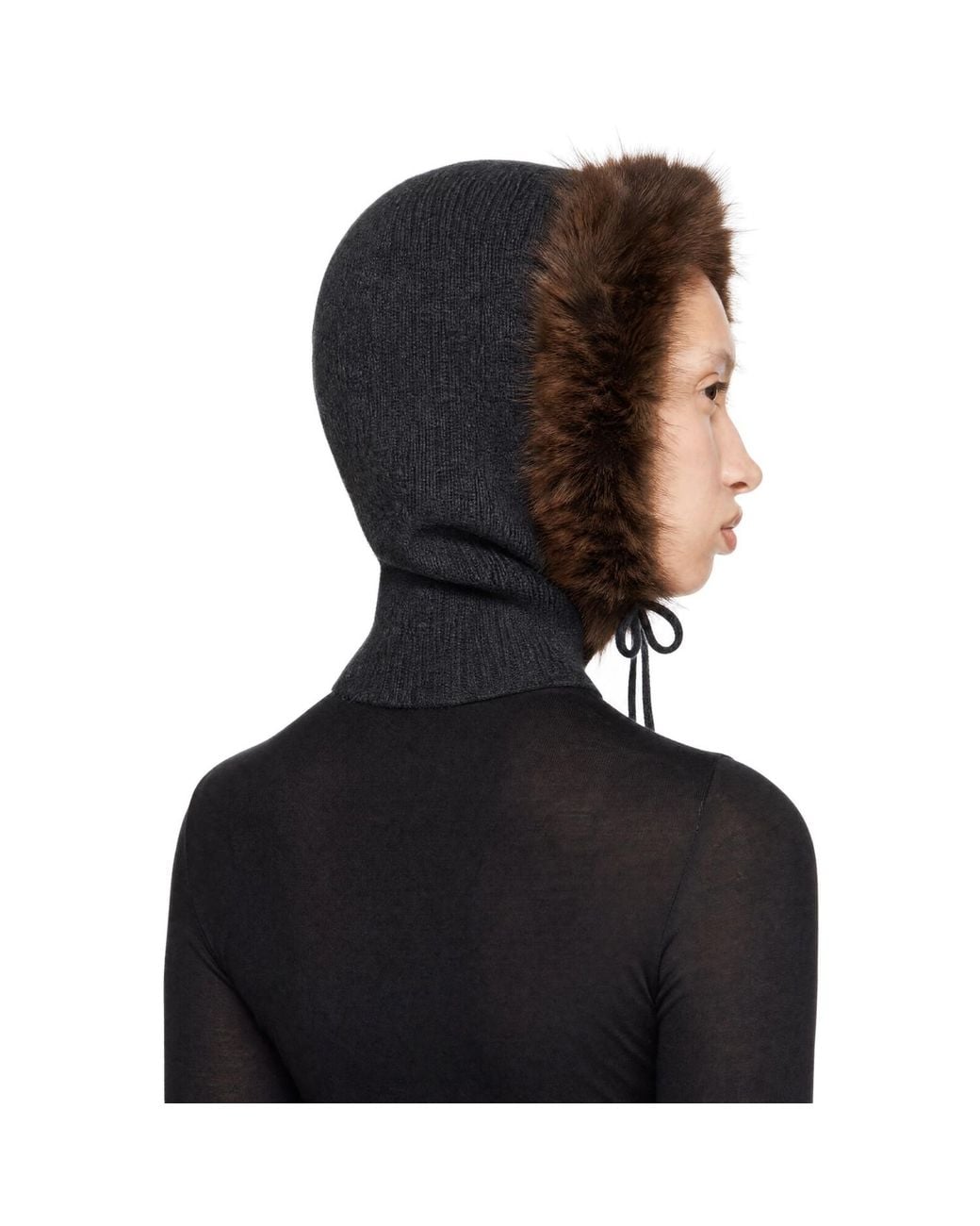 Marc Jacobs Black Faux Fur Trim Balaclava