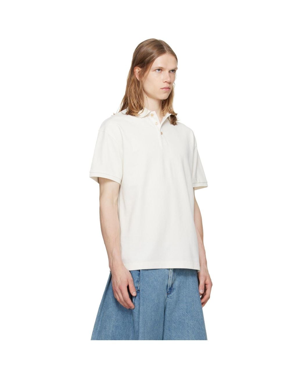 Palm Angels White Off- Neck Logo S/S Polo for men