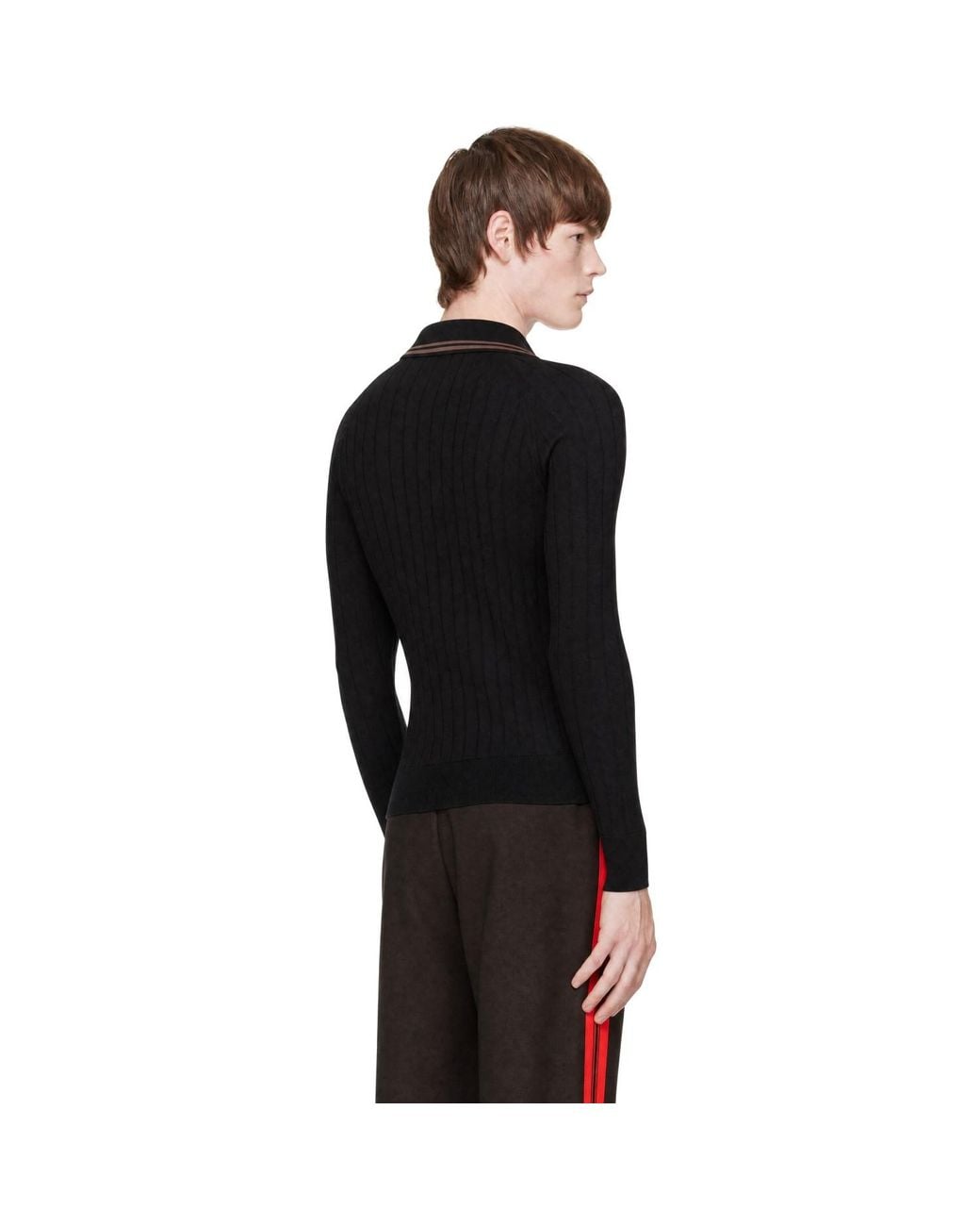 Wales Bonner Black Cotton & Silk Roots Polo for men