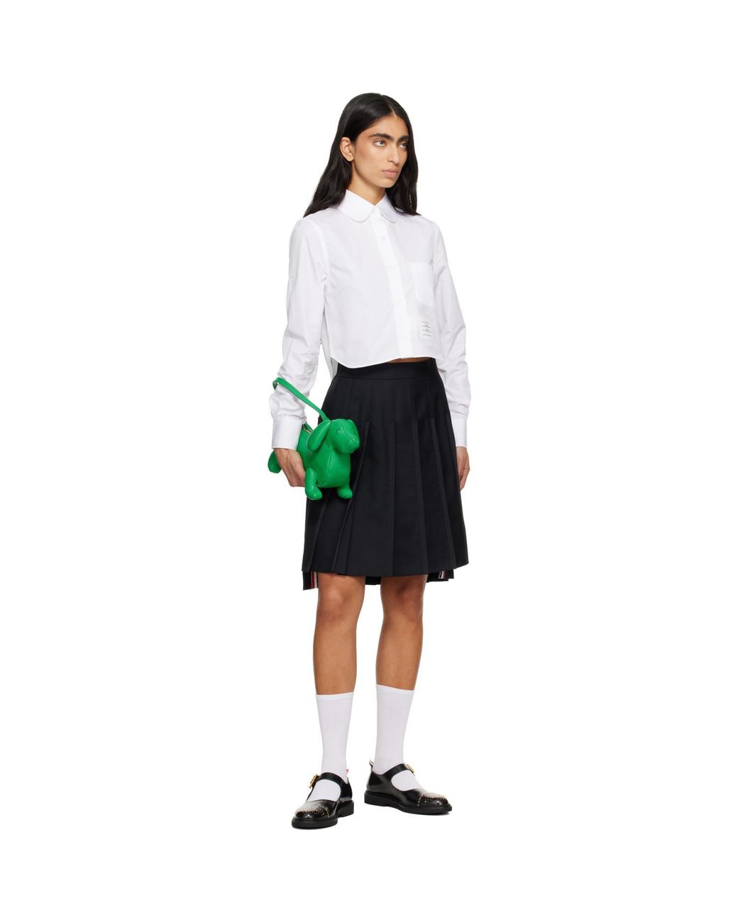Thom Browne Black Super 120S Twill Pleated Midi Skirt