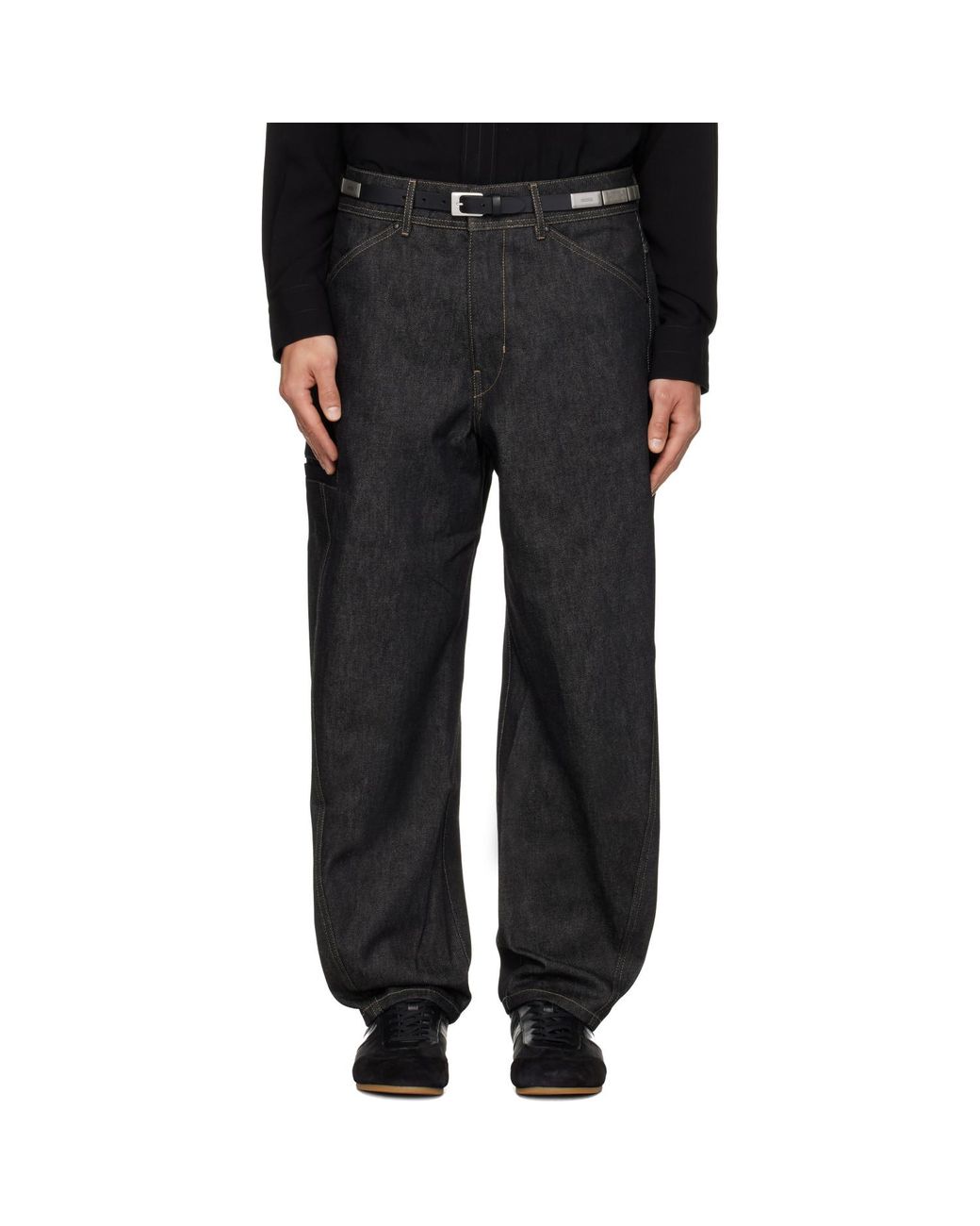 Lemaire Black Twisted Workwear Jeans for men