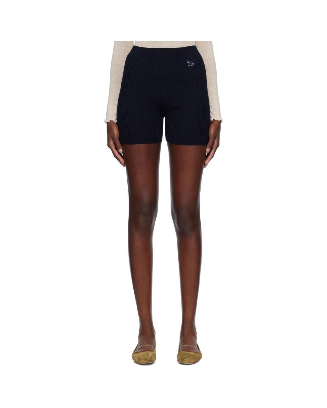 Maison Kitsuné Blue Baby Fox Patch Fine Ribbed Shorts