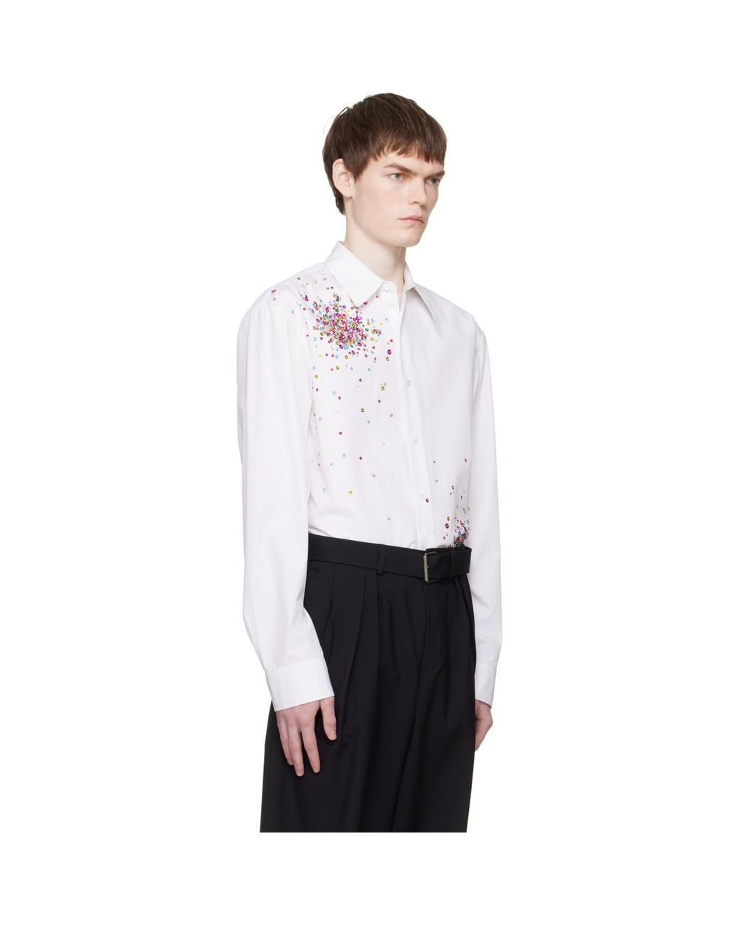 Dries Van Noten White Sequinned Shirt for men