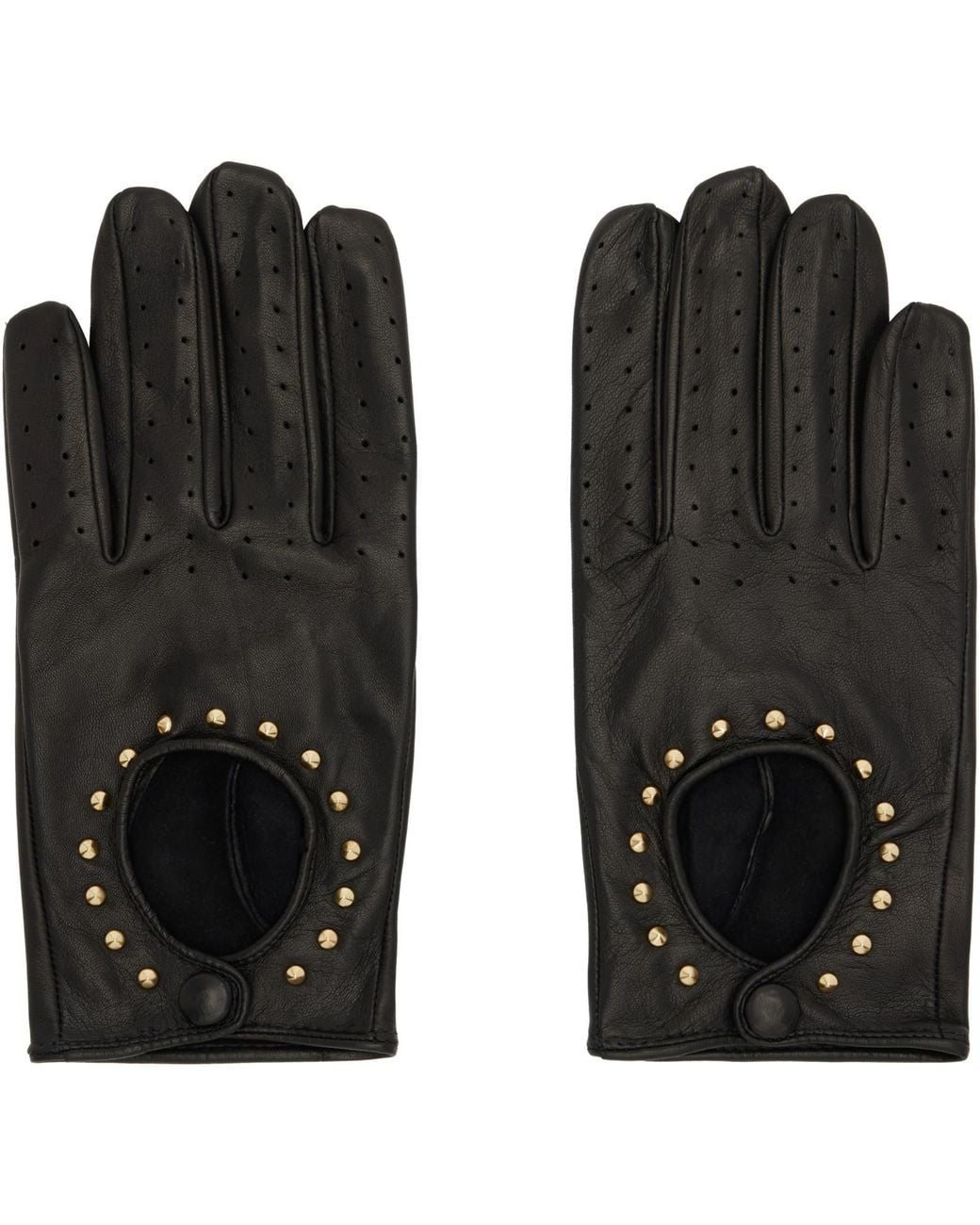Ernest W. Baker Black Studded Driving Gloves for men