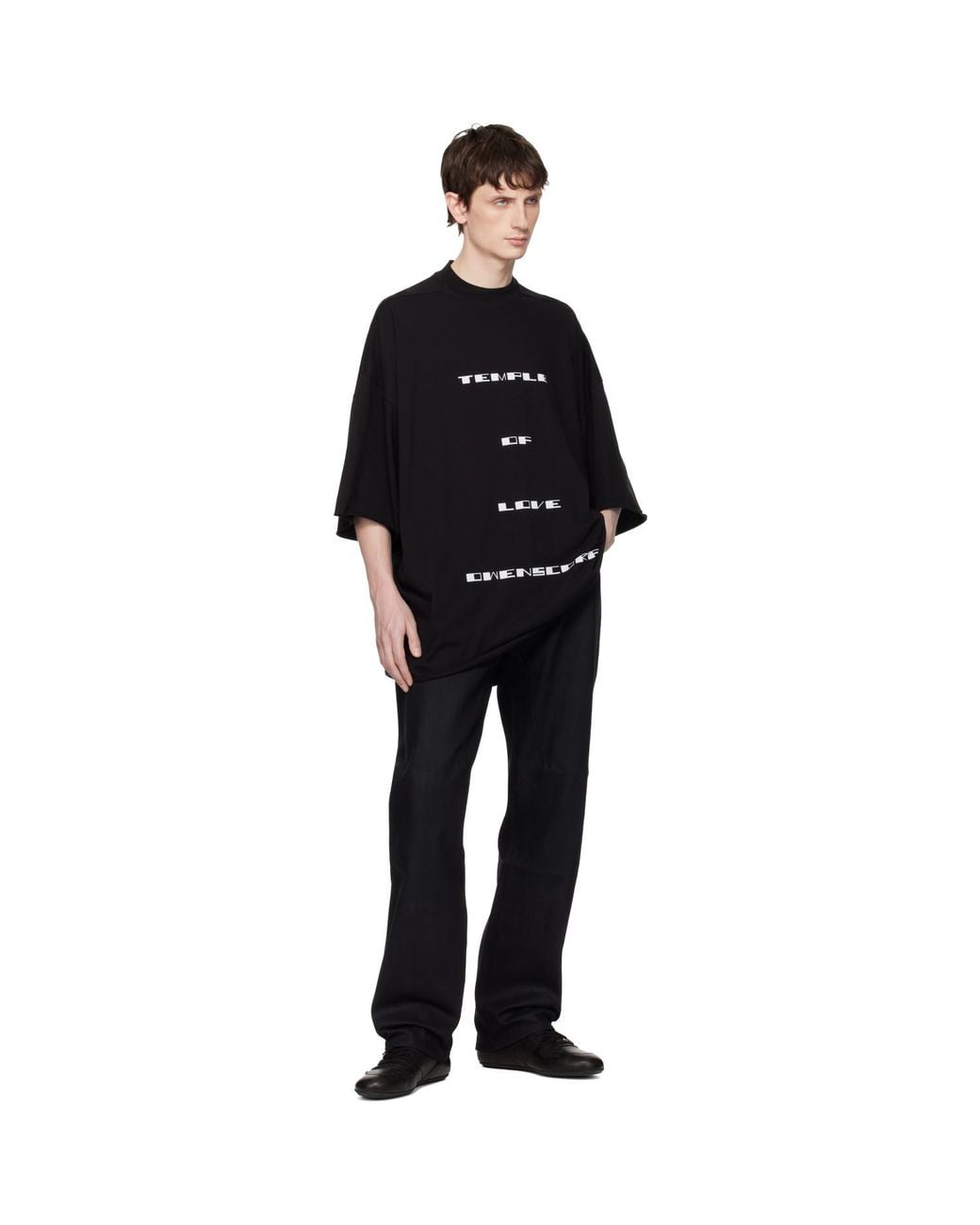 Rick Owens Black Temple Tommy T-Shirt for men