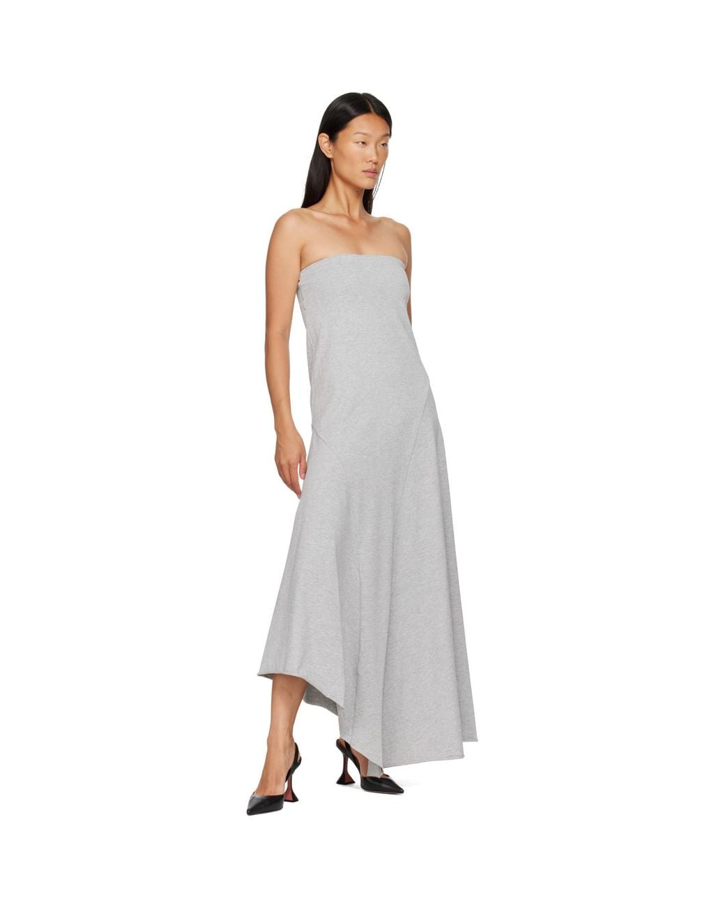 St. Agni Gray Strapless Cotton Jersey Midi Dress
