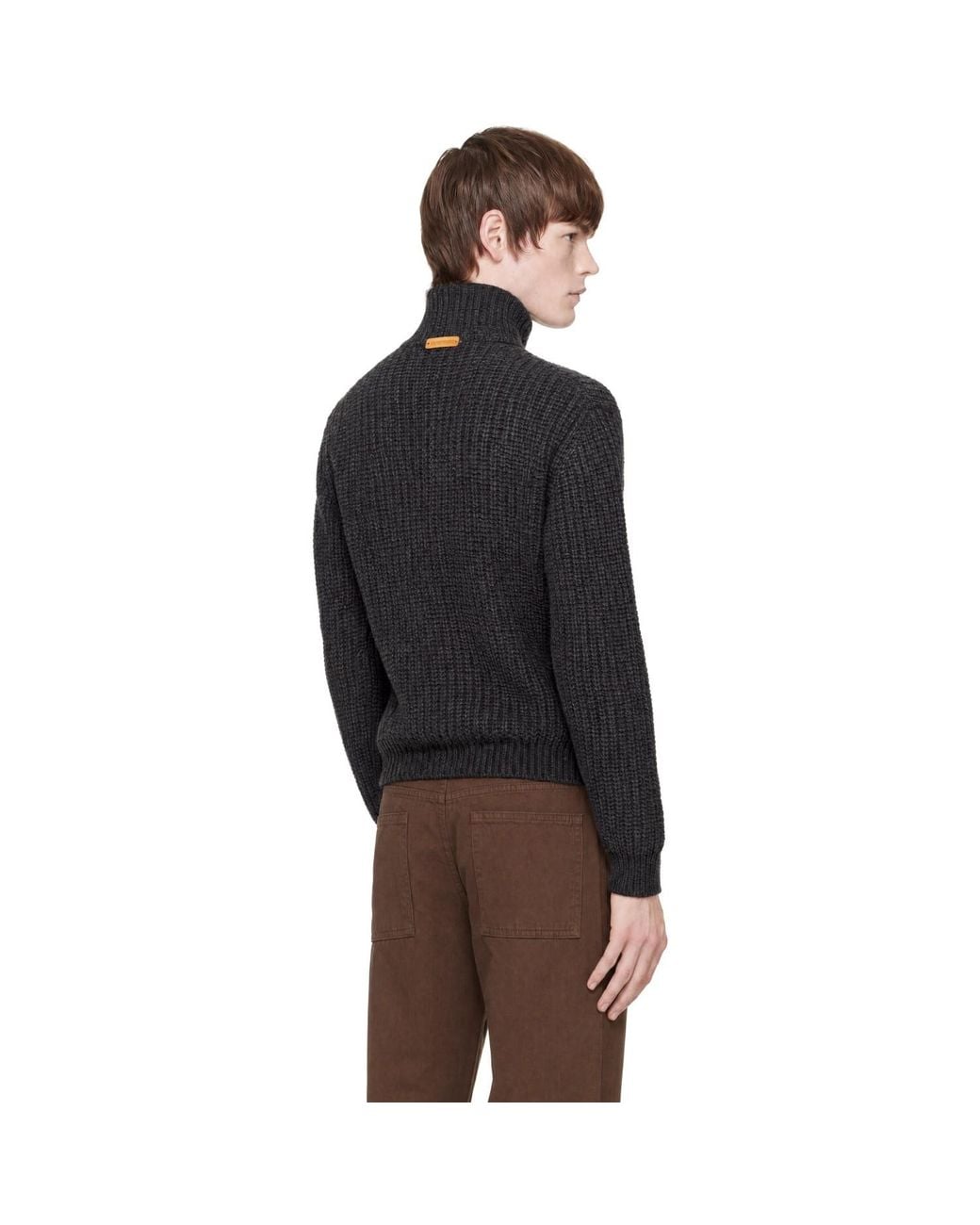 LE17SEPTEMBRE Black Chunky Zip Cardigan for men