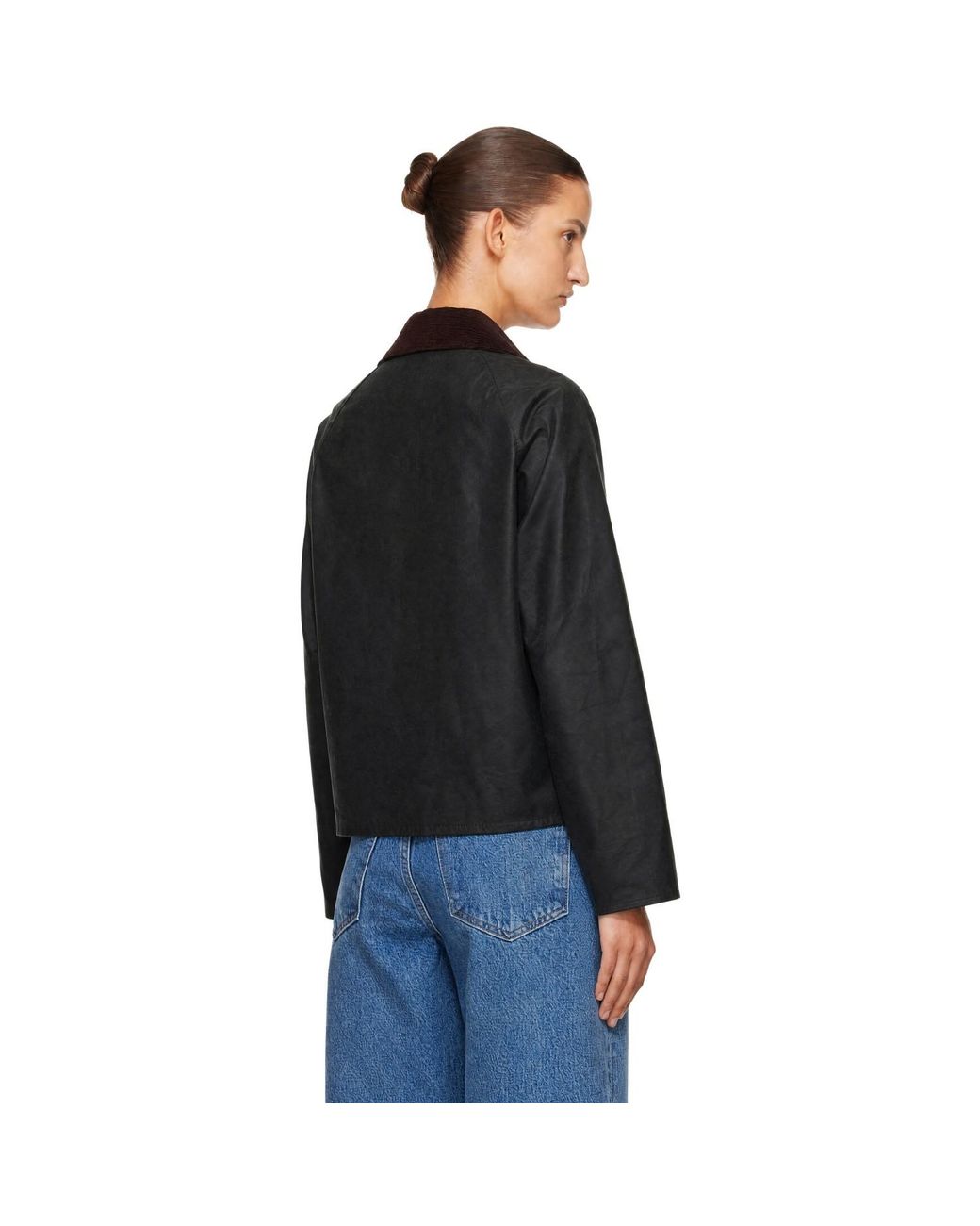 Barbour Black Spey Slim Waxed Jacket