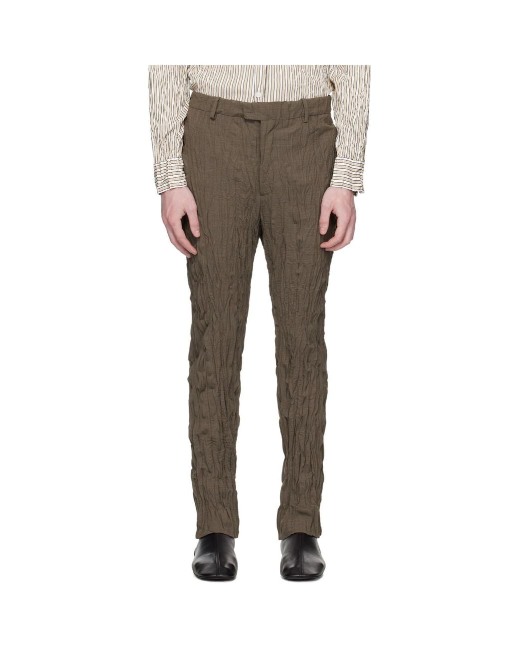 Bottega Veneta Multicolor Crushed Wool Slim Trousers for men
