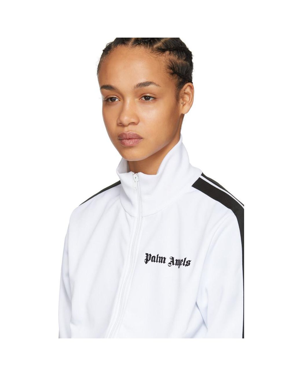 Palm Angels White And Black Logo Track Jacket Lyst