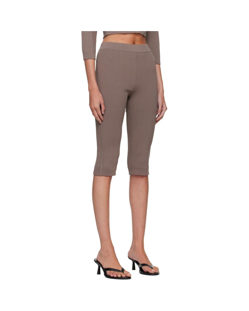 Skims Natural Taupe Refined Knit Capri Leggings
