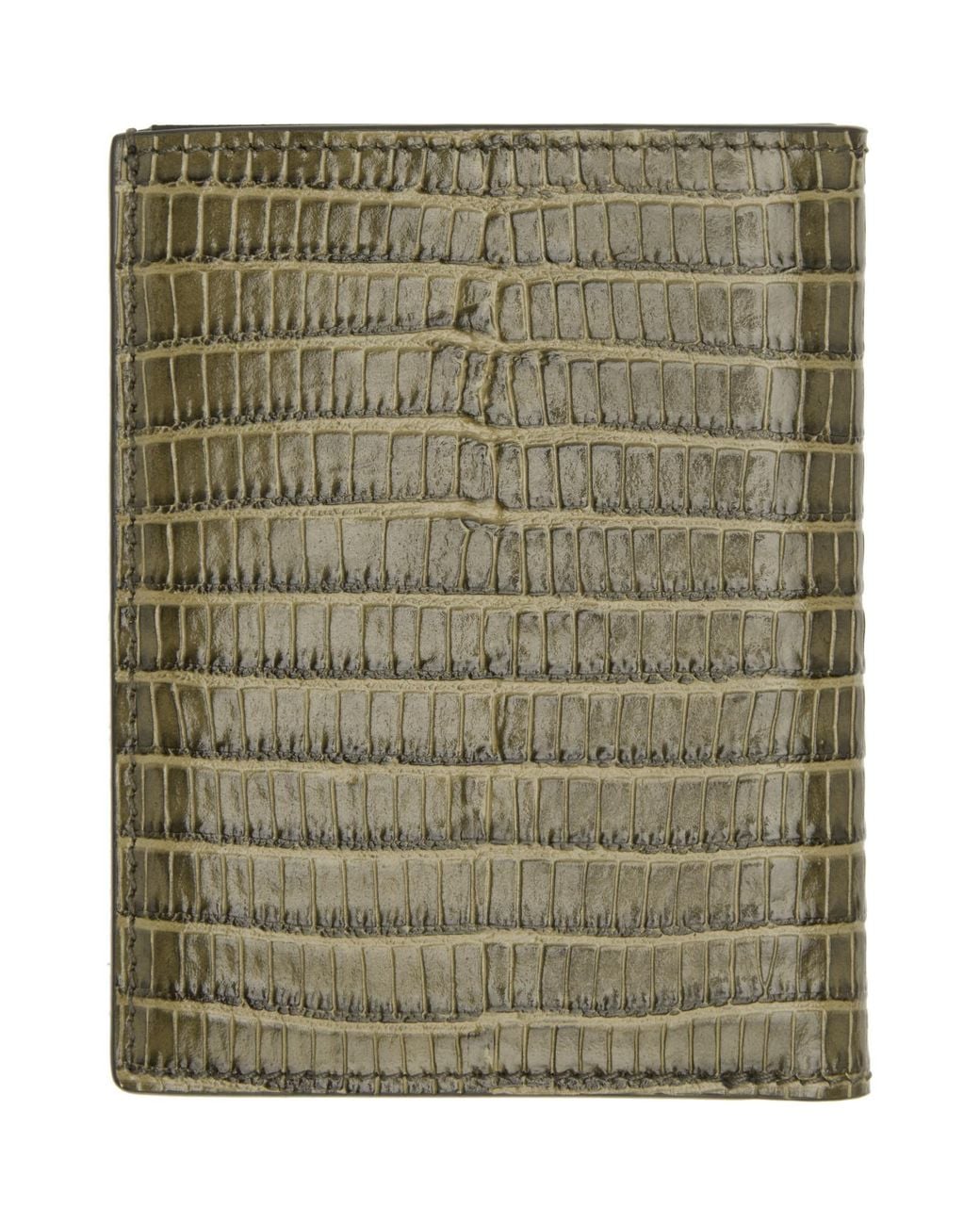 Tom Ford Green Khaki Small Grain T Line Bifold Card Holder for men