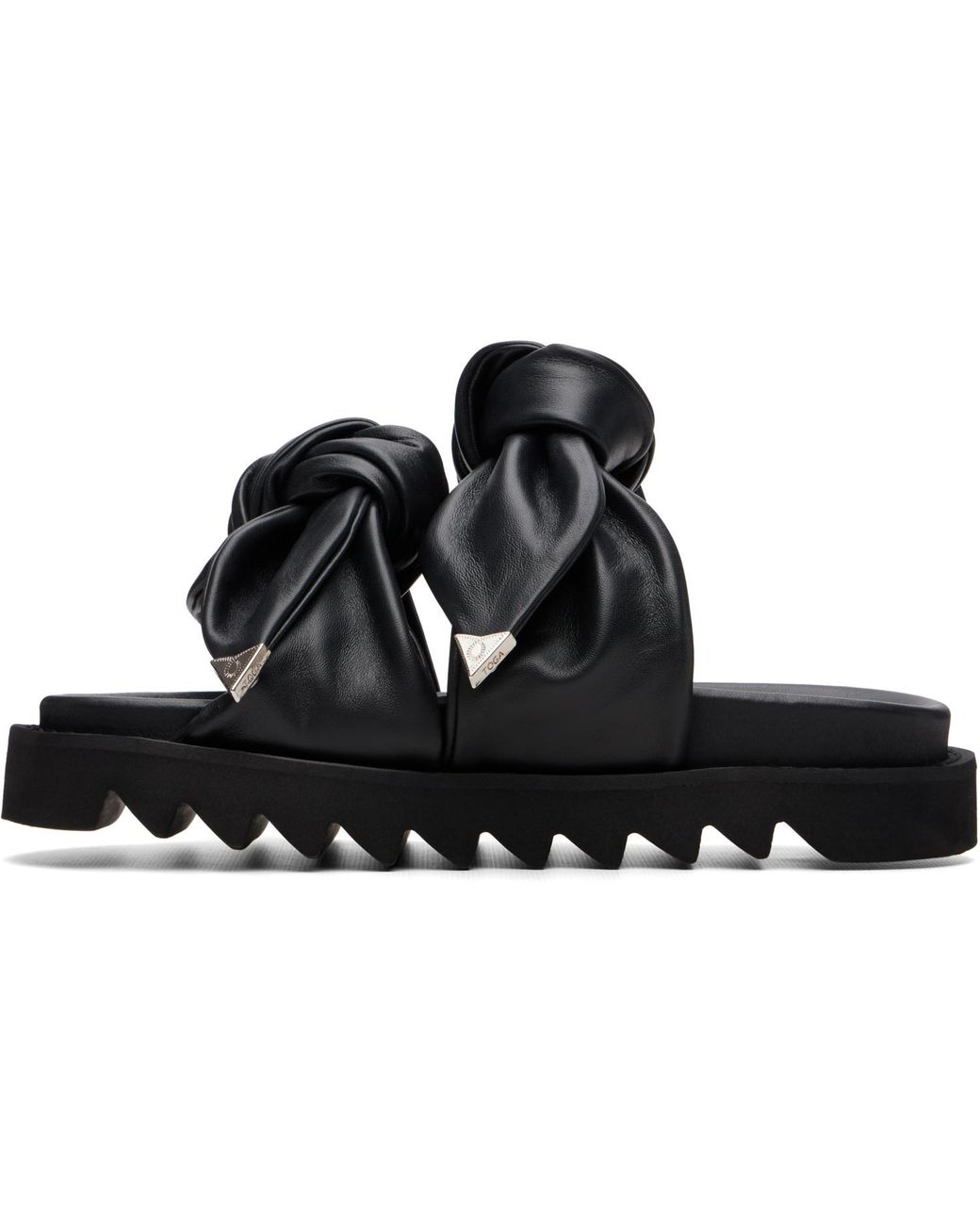 Toga Black Leather Flat Sandals