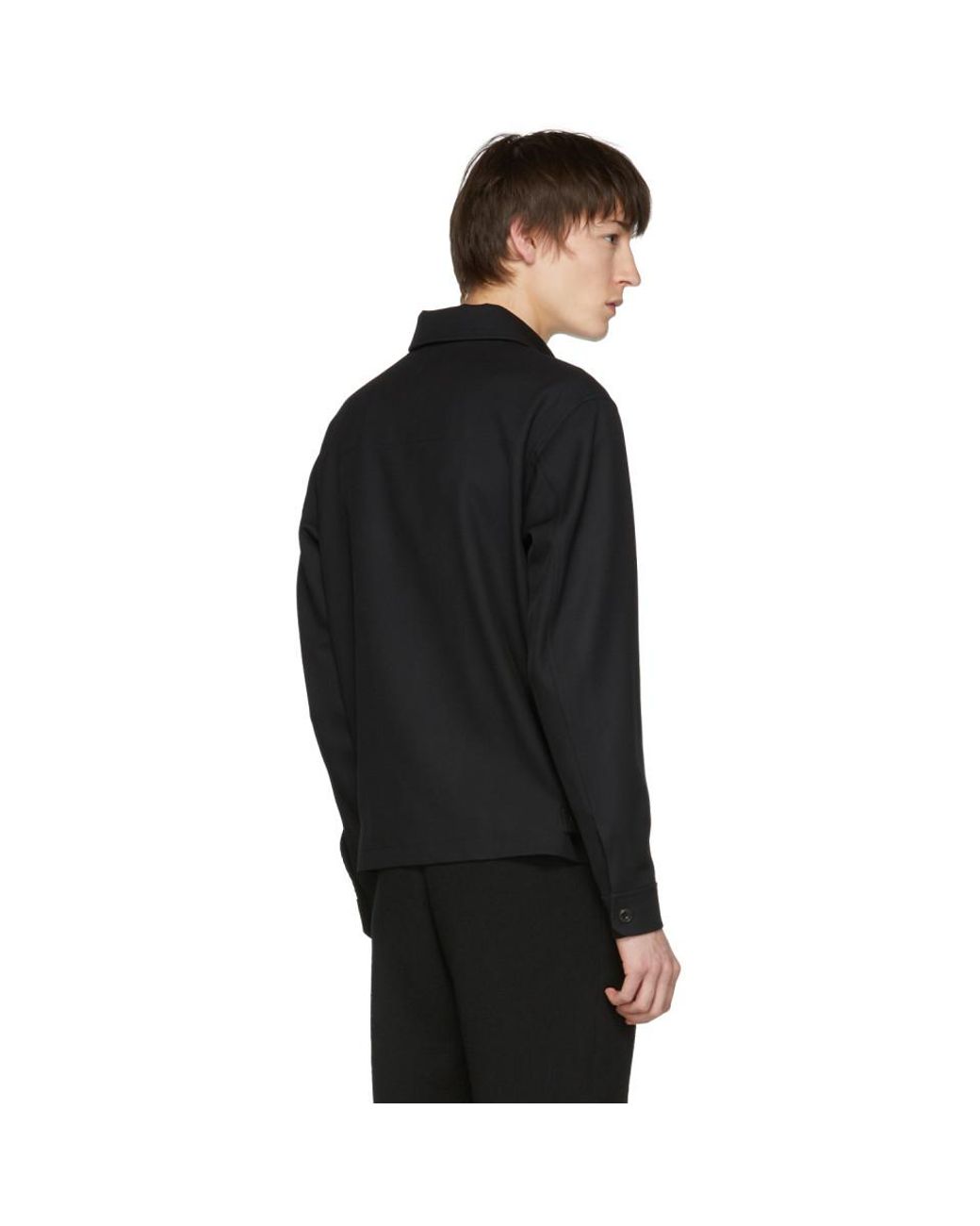 Lemaire Black Wool Zip Jacket for Men | Lyst