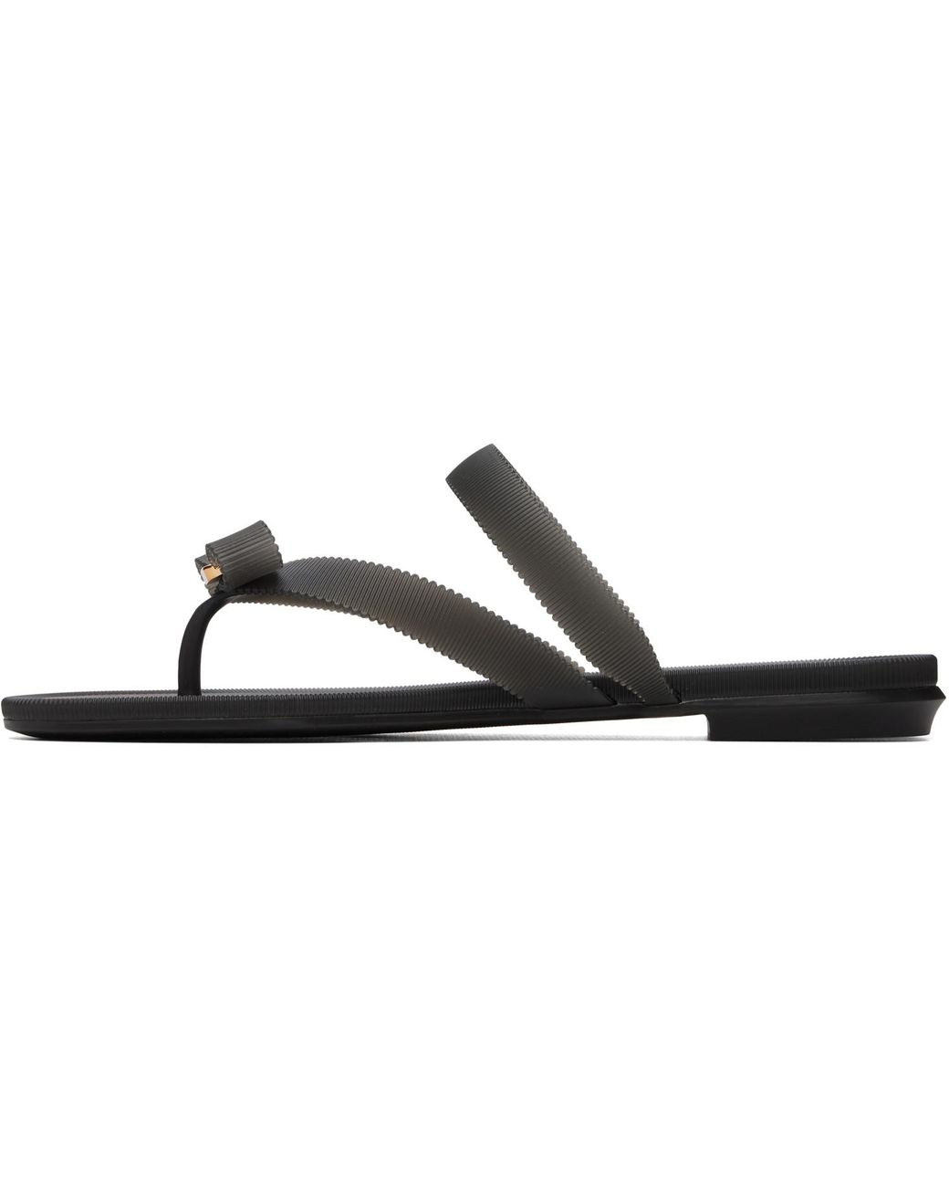 Ferragamo Black Vara Bow Jelly Thong Flat Sandals