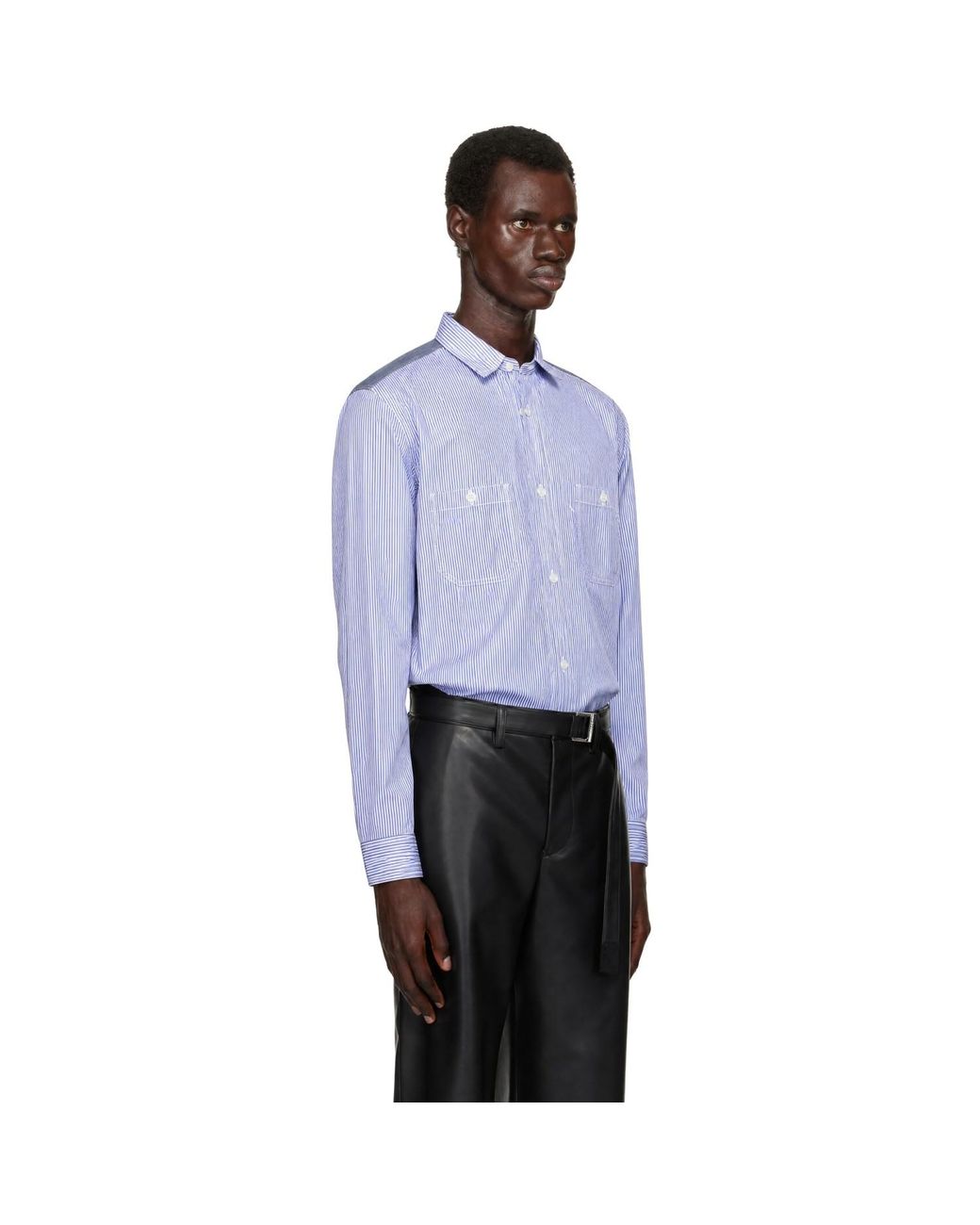 Junya Watanabe Blue Cotton Striped Shirt for men